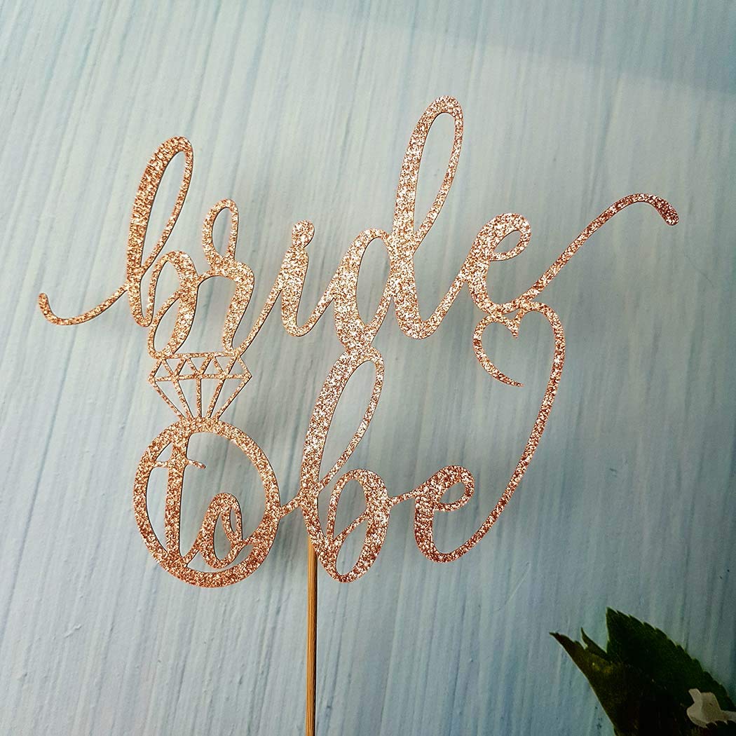Bride to Be Cake Topper for Bridal Shower / Wedding Shower / Engagement / Bachelorette / Hen Party Decorations, Double Sided Silver Glitter BST220