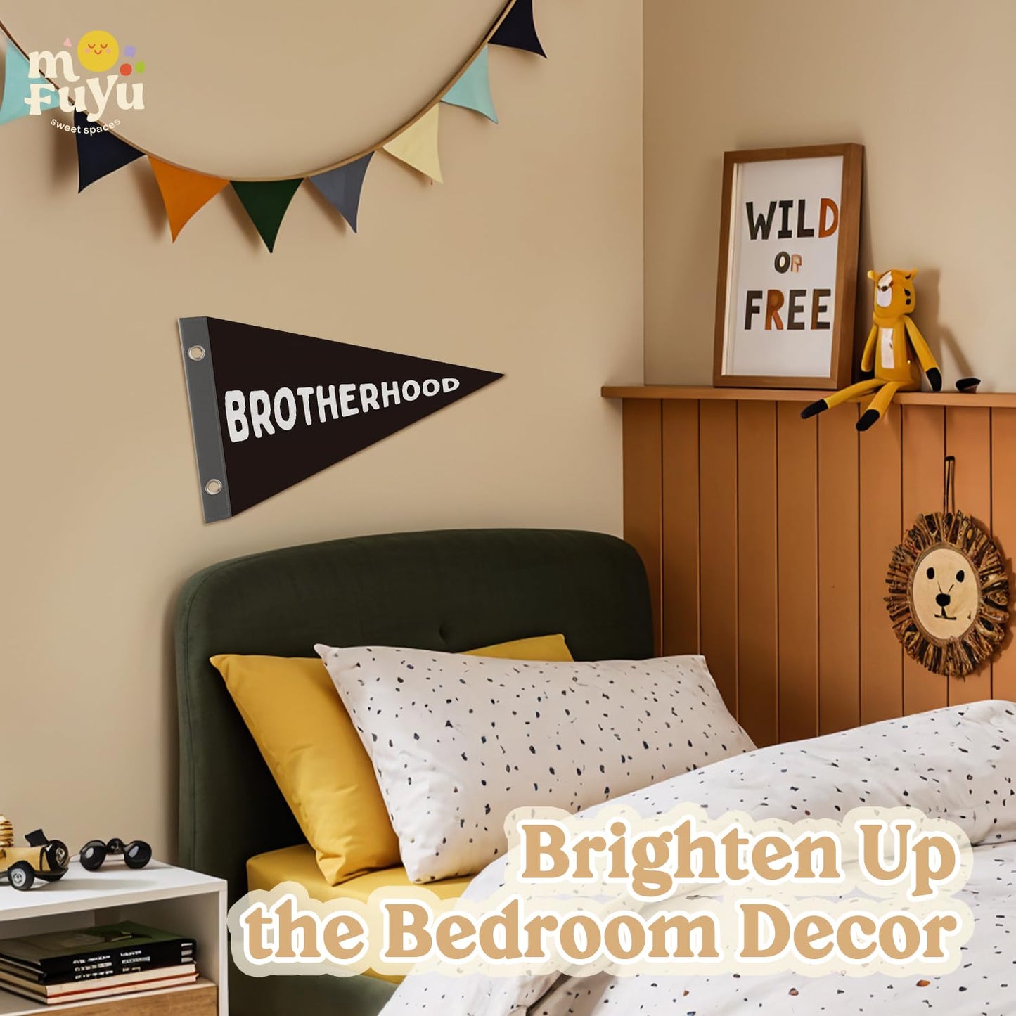 Boy Nursery Decor Pennant Banner Flags Decor, Playroom Essentials, Dude Felt Banner Wall Art Decor for Toddler Kids Room Nursery,Boy Playroom Decor 7.4x14 Inch BST326H