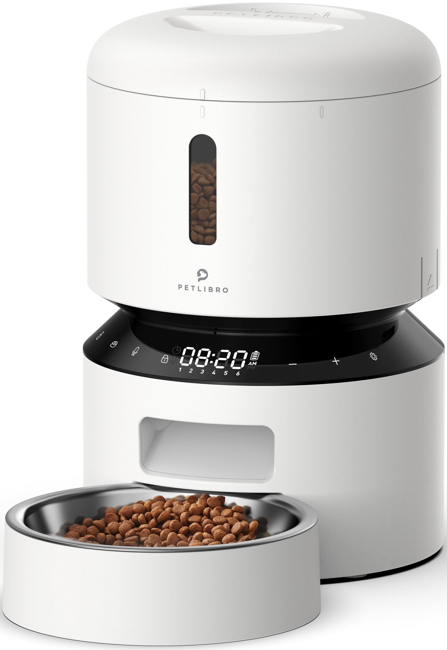 PETLIBRO Automatic Cat Feeder – 3L Programmable Pet Food Dispenser with Freshness Preservation, Timed Portion Control, Voice Meal Call & Dual Power Supply, Healthy Feeding for Cats & Small Dogs White