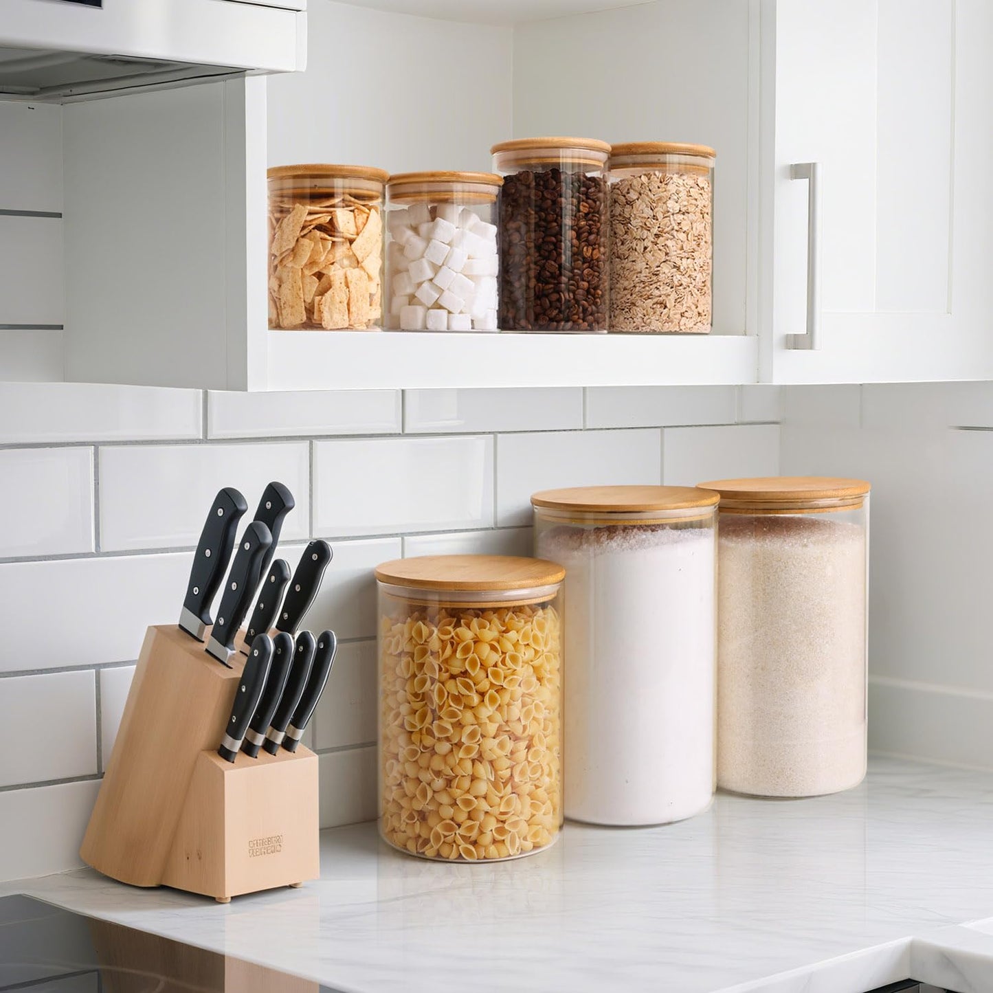 ComSaf Glass Storage Containers With Lids 0.5 Qt, 6 Pack Small Glass Jars | Small Glass Containers, Spice Jar 15oz, Candy, Family Snack Storage, Coffee Bar Organization, Size For Subpackage, BPA Free BST220