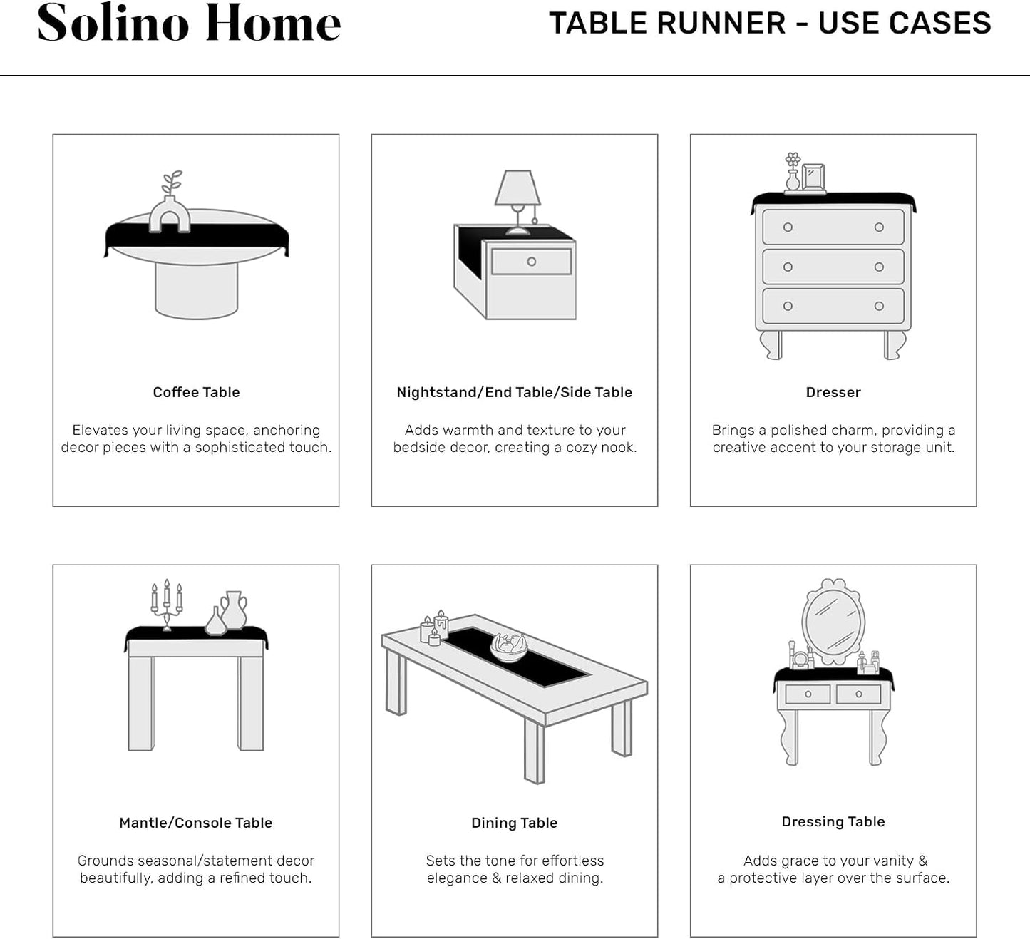 Solino Home 100% Linen Dining Table Runner White Woven, Fete 14 x 36 in | Table Runners for dining, console and side tables | neatly mitered corners, artisan crafted | Pure Linen | OEKO-TEX Certified BST326SOLH