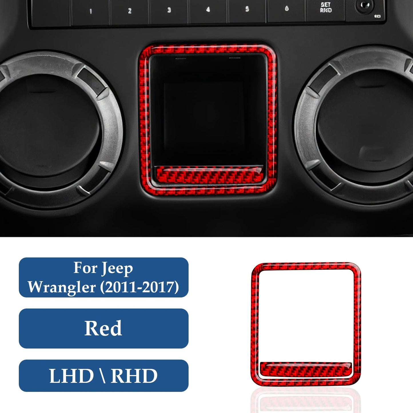 Car Gear Shift Lower Panel Sticker Carbon Fiber Decal Interior Trim Cover for Jeep Wrangler 2011 2012 2013 2014 2015 2016 2017 Accessories (Red) BST220