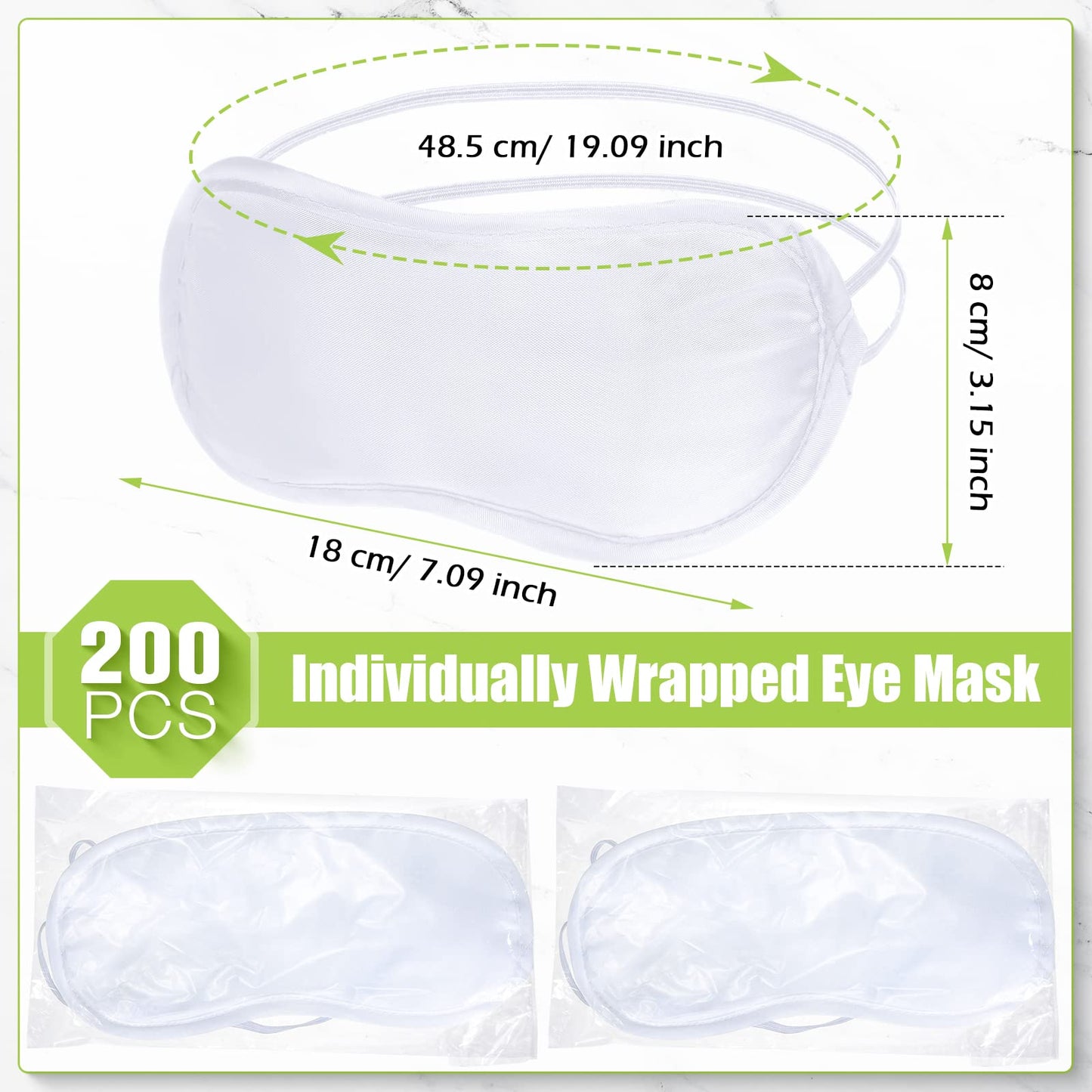 Tarpop 200 Pcs Eye Mask Sleeping Blindfold Eye Cover with Adjustable Strap for Games Party Team Building Travel Individually Wrapped Sleep Mask for Women Men (Blue)