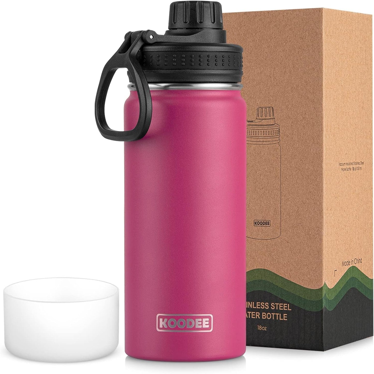 koodee Water Bottle-12 oz Stainless Steel Double Wall Vacuum Insulated Water Bottle for School-Wide Mouth Flask with Straw Lid (Teal) BST220