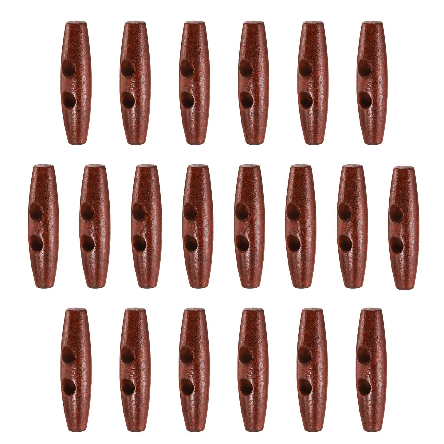 HARFINGTON 60mm / 2.4" Wooden Toggle Buttons 20pcs 2-Hole, Maroon | Wood Olive Sewing Buttons Horn Oval Buttons Sewing Accessories for Coat Sweaters Clothing DIY Craft BST326L