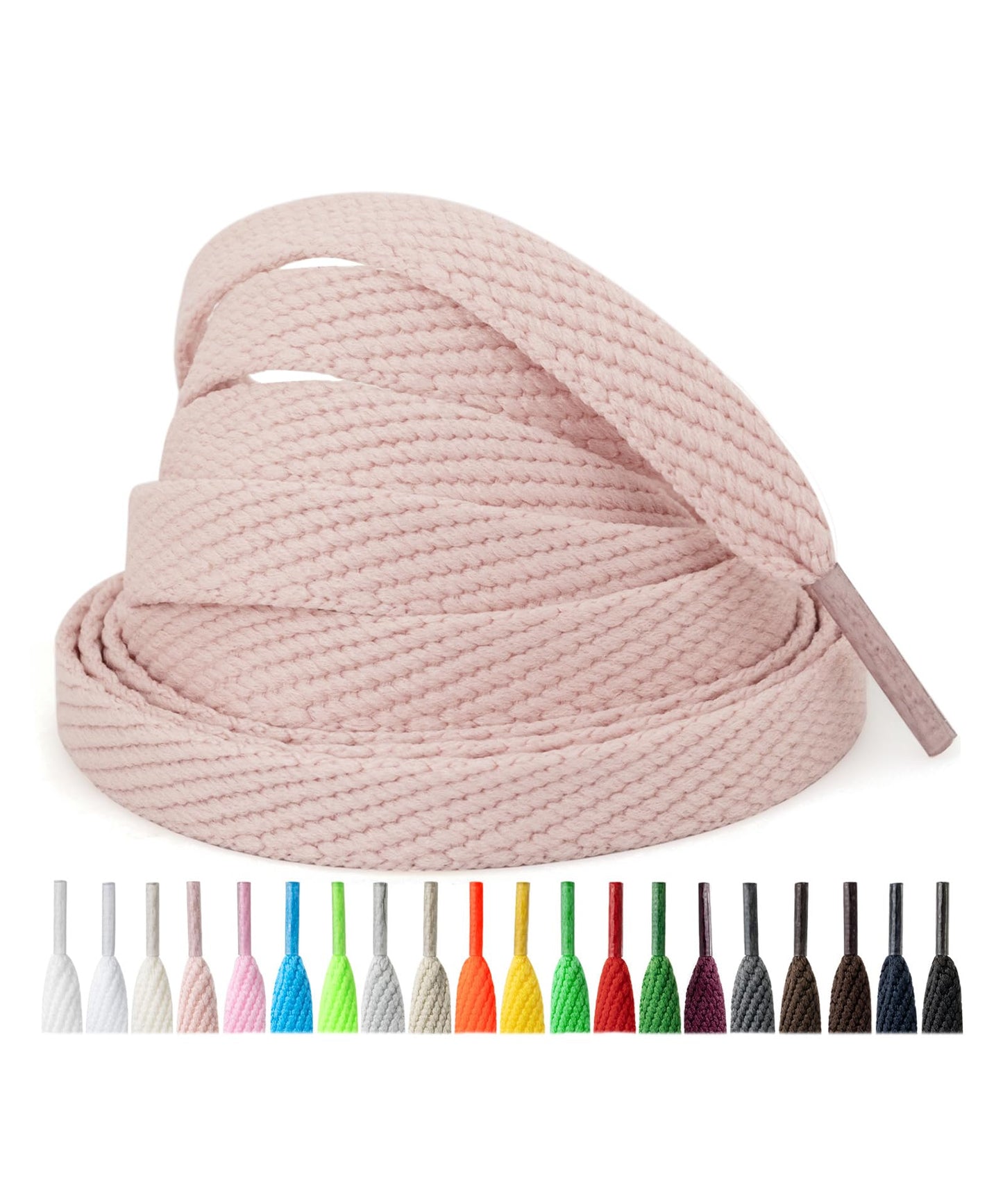 Handshop 2 Pairs Athletic Flat Shoe Laces for Sneakers in 20 Colors, 2/5" Wide Replacement Shoelaces in 30"-63" WN420