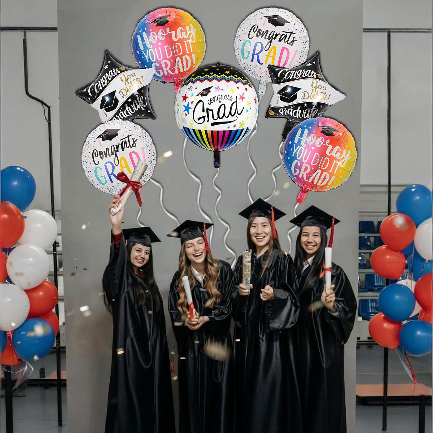 Congrats Grad Balloons - 4D Graduation Balloons for Graduation Decorations 2026 - Grad Balloon for Class of 2026 Decorations - Congrats Grad Party Decorations Supplies WN420