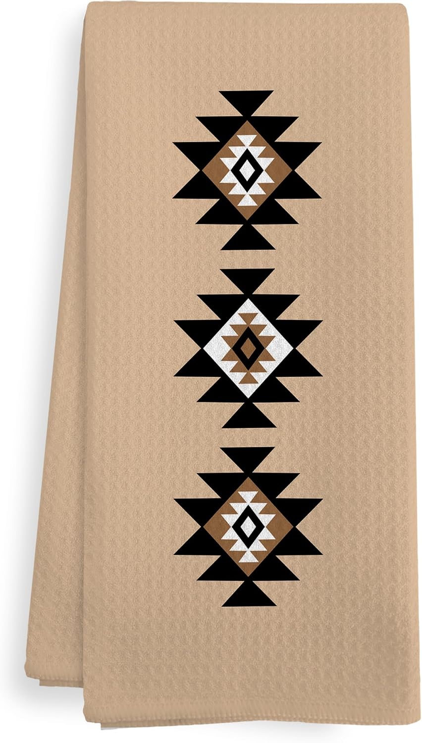 Western Boho Kitchen Towels, Southwestern Southwest Aztec Western Native American Bathroom Kitchen Decor, Western Cream Beige Neutral Decor Dish Hand Tea Towels for Bathroom Kitchen,16x24Inch BST326L