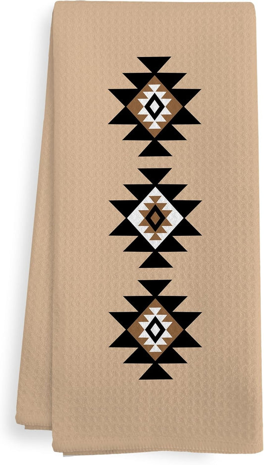 Western Boho Kitchen Towels, Southwestern Southwest Aztec Western Native American Bathroom Kitchen Decor, Western Cream Beige Neutral Decor Dish Hand Tea Towels for Bathroom Kitchen,16x24Inch BST326L