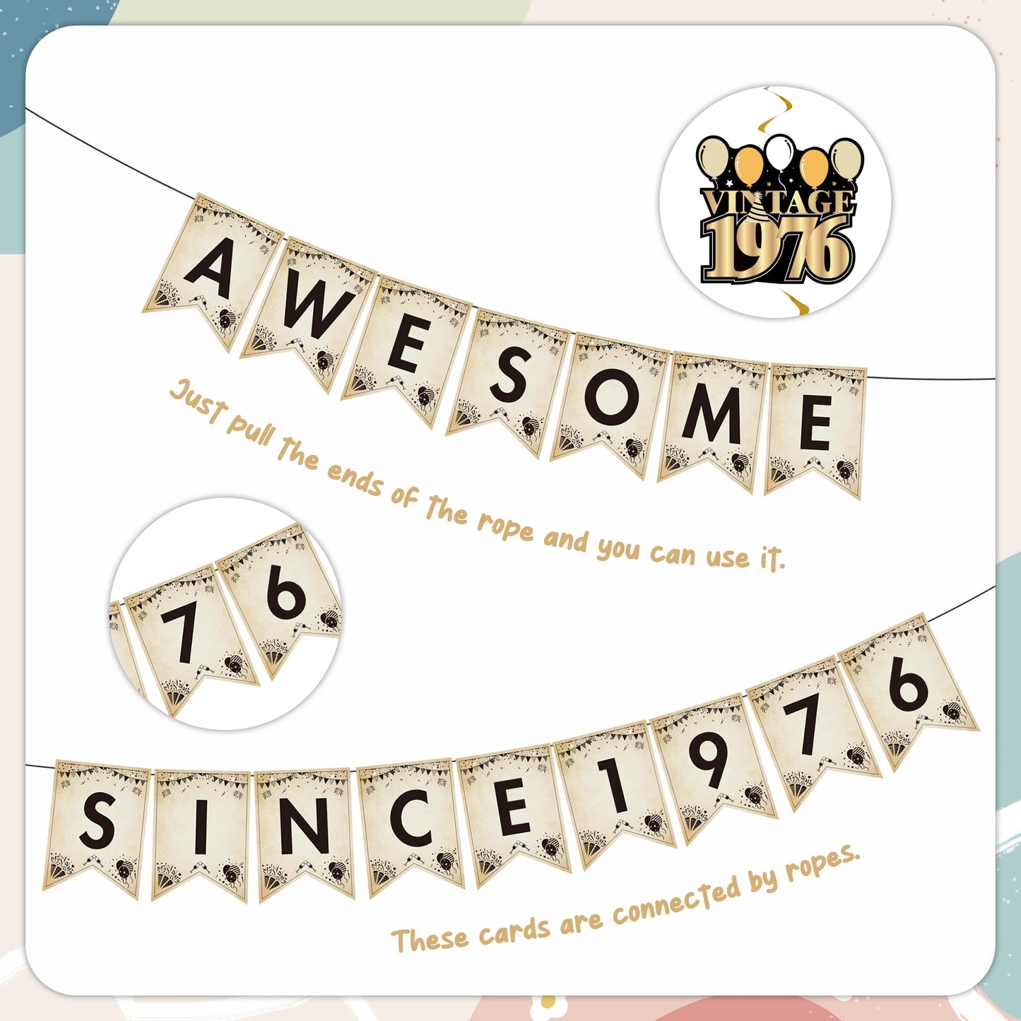 Happy 40th Birthday Decorations Men - 27 Pcs Retro Newspaper Theme Awesome Since 1986 Letter Banners Hanging Swirls Backdrop Latex Balloons for Men Women 40 Years Old Birthday Party Decor Supplies BST326L