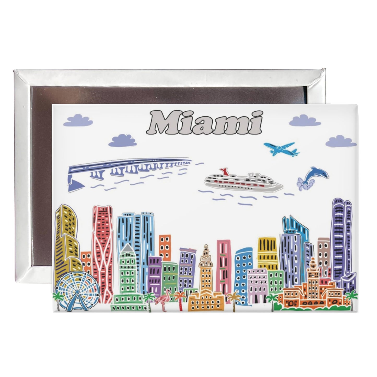 City Themed Artwork Magnet Collection by Beary Blu - Designed in The USA, Collectible Souvenirs Gifts 2.5" x 3.5" (Dallas) BST220
