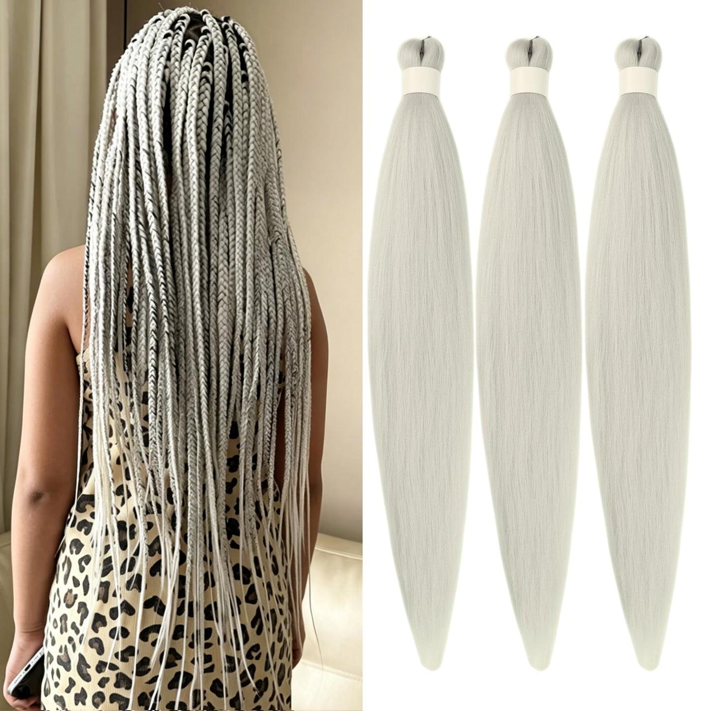 Purple Braiding Hair Pre stretched Knotless 26 inch | Hypoallergenic Synthetic Purple Prestretched Ez Braid Knotless Itch Free Soft Yaki Texture Hot Water Setting WN420