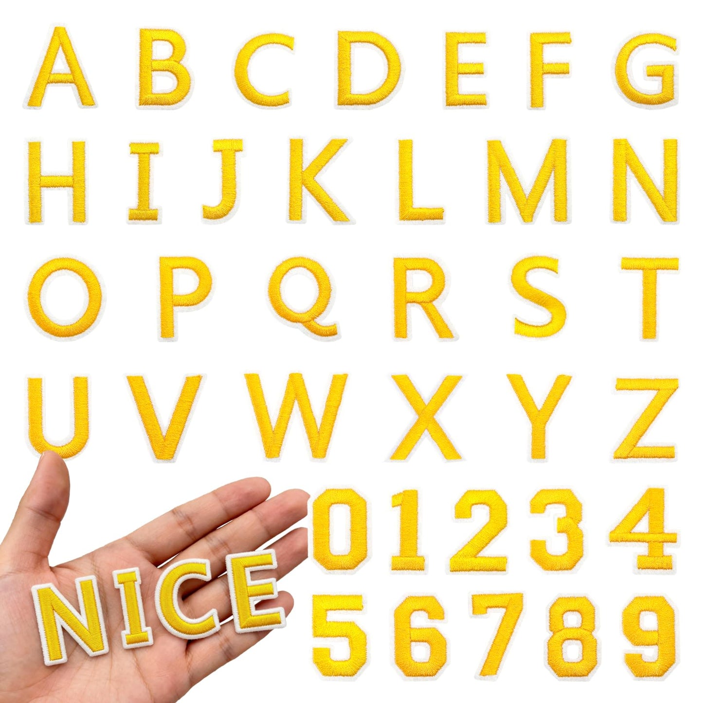 72Pcs Iron on Number and Letter Patches, Numbers 0-9, Letters A-Z Embroidered Applique Patches for Clothes, Skirts, Hats, Socks - Black BST220