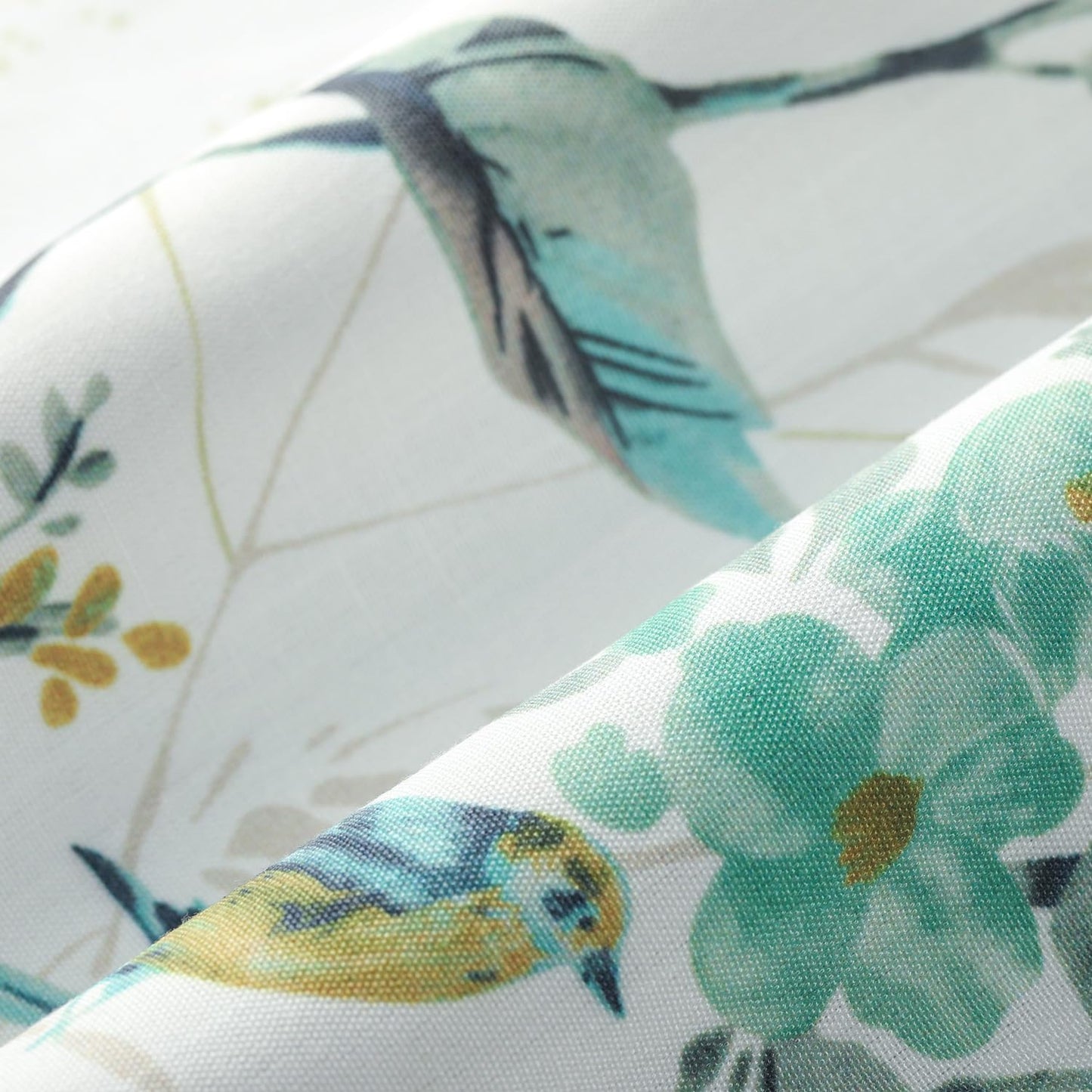 Leeva Tie Up Valance for Windows, Elegant Birds Pattern Light Filtering Window Treatment Valances for Bedroom Kitchen, One Panel, 52 x 18, Light Blue BST220