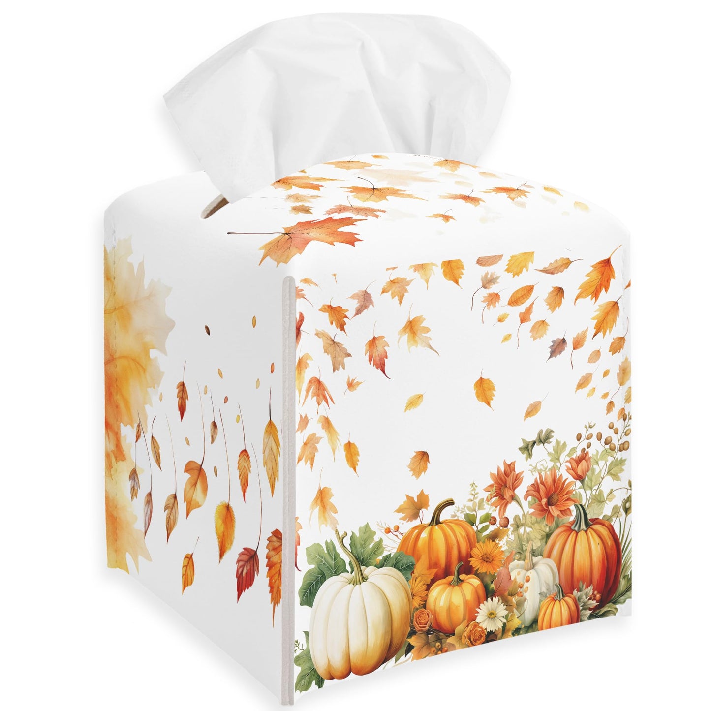 Spooky Tissue Box Cover Square - Ghosts & Bats Tissue Box Holder - Halloween Pumpkin Facial Paper Organizer Dispenser for Home Car Bathroom Office Bedroom Desk Tabletop Supplies & Decor - A11 BST220