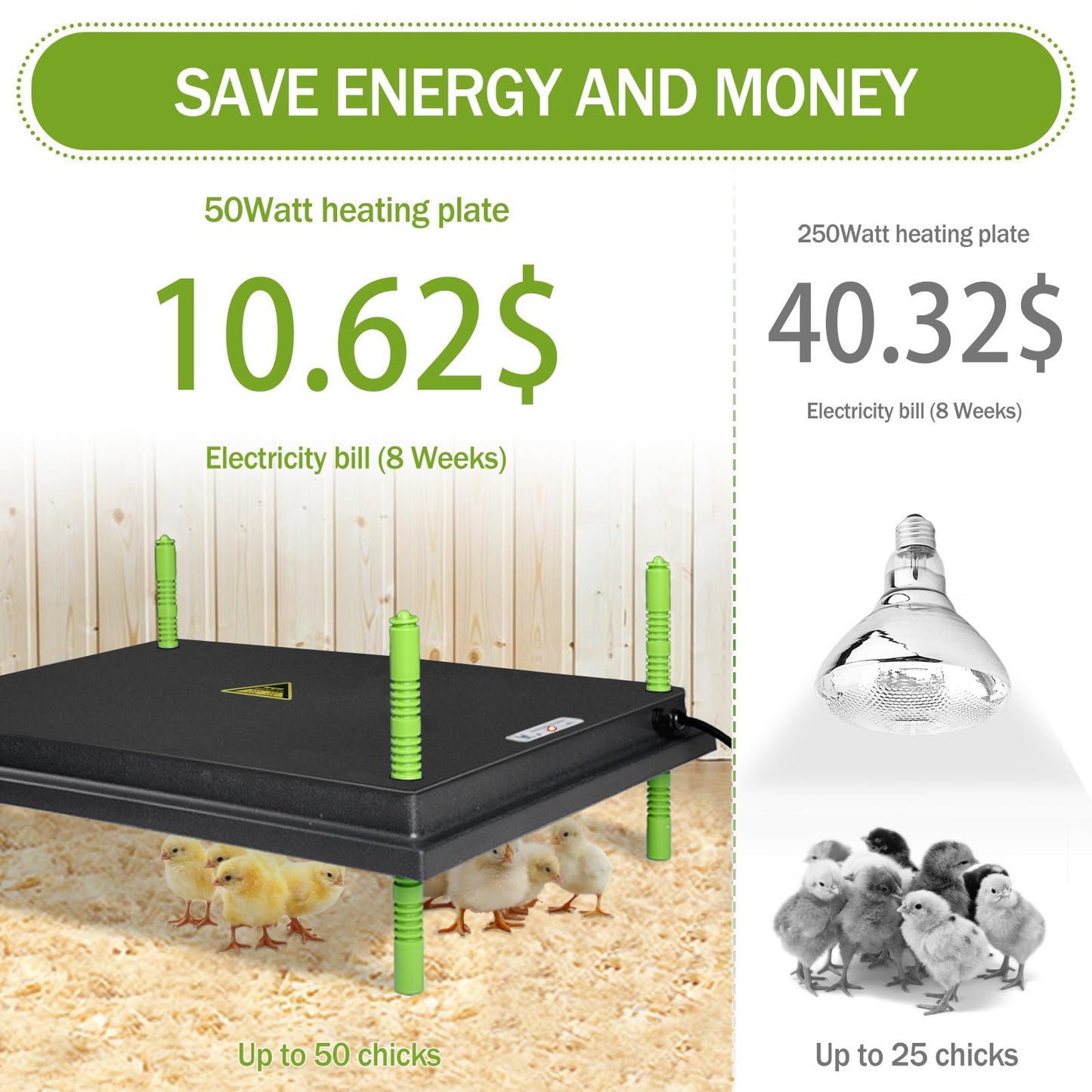 Chick Brooder Heater Plate, 12"x16" Warmer Brooder Plate for Chicks with Adjustable Height & Temperature Display RD12