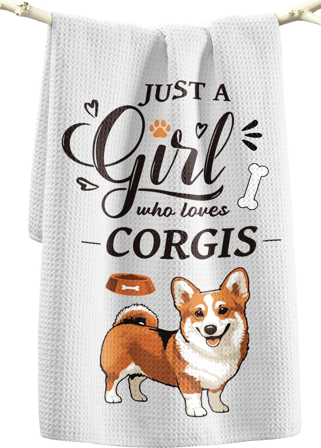Miss Adola Dog Funny Kitchen Towels - 15x28 Inch Decorative Waffle Microfiber Dish Cloths Cute Absorbent Reusable Hand Tea Towels with Hanging Loop French Bulldog Gift for Dog Lovers WN420