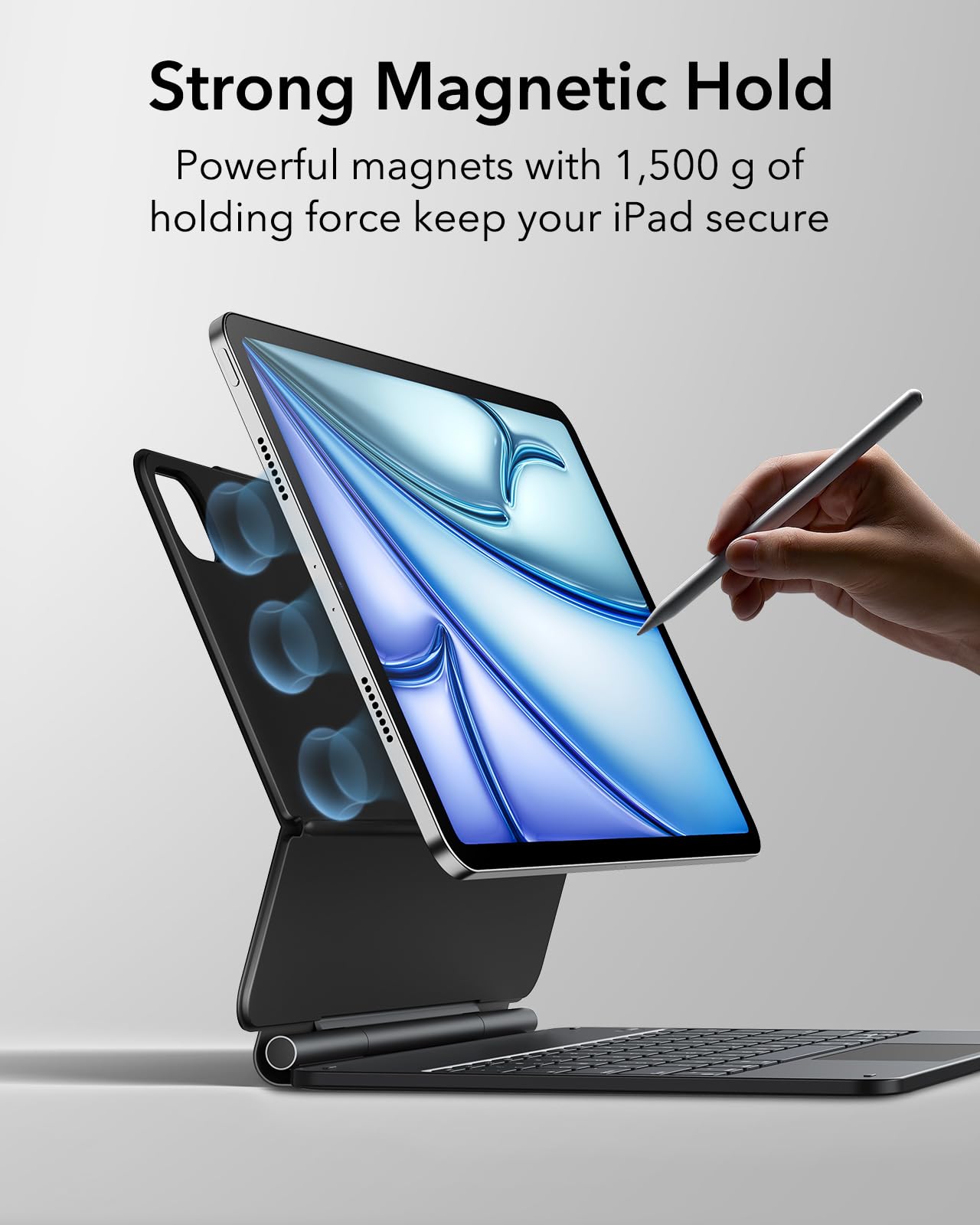 ESR for iPad Air 13 Inch Case Keyboard M4/M3/M2 (2026/2025/2024) & iPad Pro 12.9 inch (6th/5th/5th/3rd) Magic Keyboard, Easy-Set Floating Cantilever Stand, Precision Multi-Touch Trackpad, White