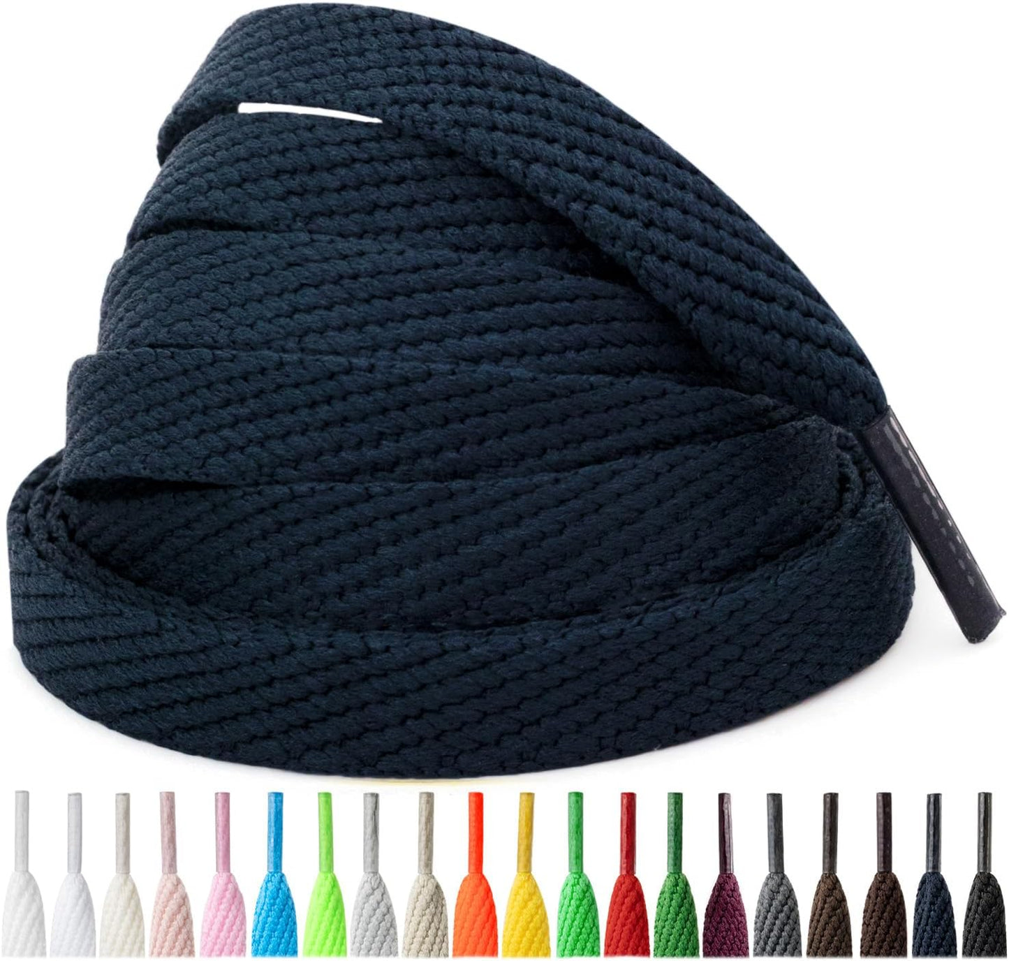 Handshop 2 Pairs Athletic Flat Shoe Laces for Sneakers in 20 Colors, 2/5" Wide Replacement Shoelaces in 30"-63" WN420