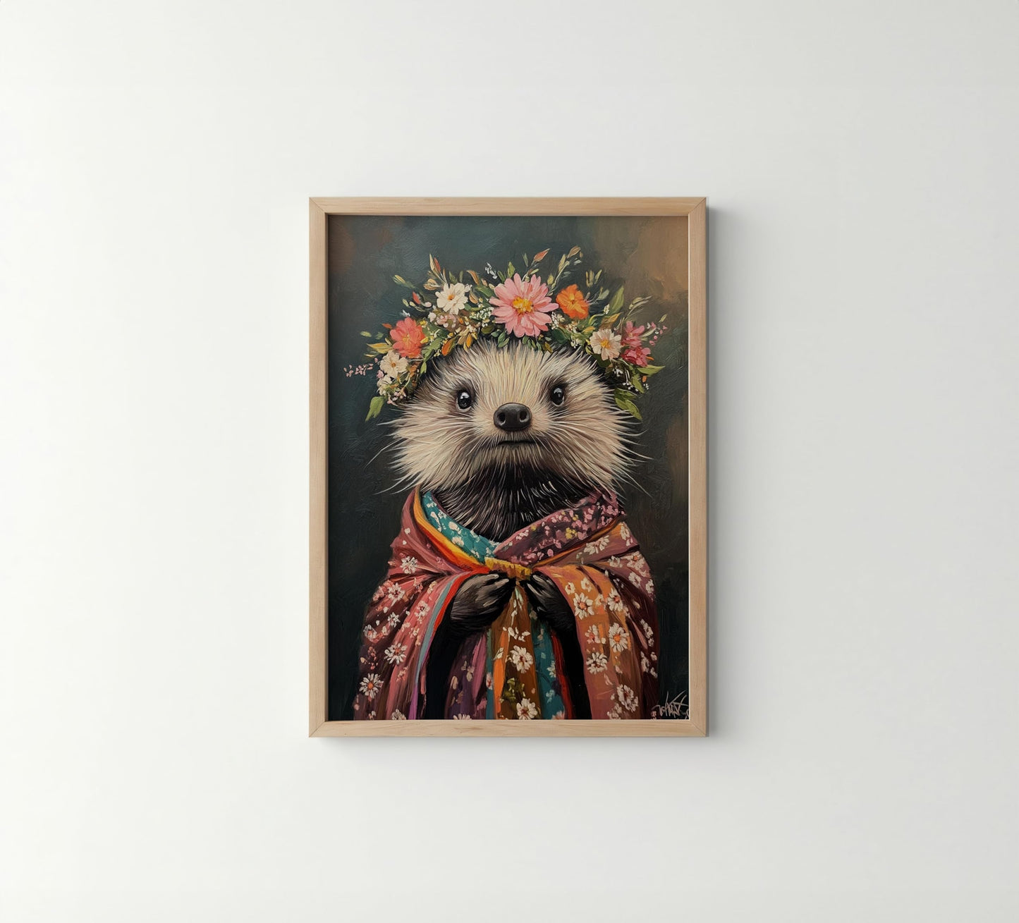 Moose Flower Head Unframed Wall Art Print Poster, Kimono Bathroom Dressing Room Decor Posters Prints for Restroom Home Picture Painting Artwork Gallery 7 (Moose, 16 x 20 inches, Unframed) BST220