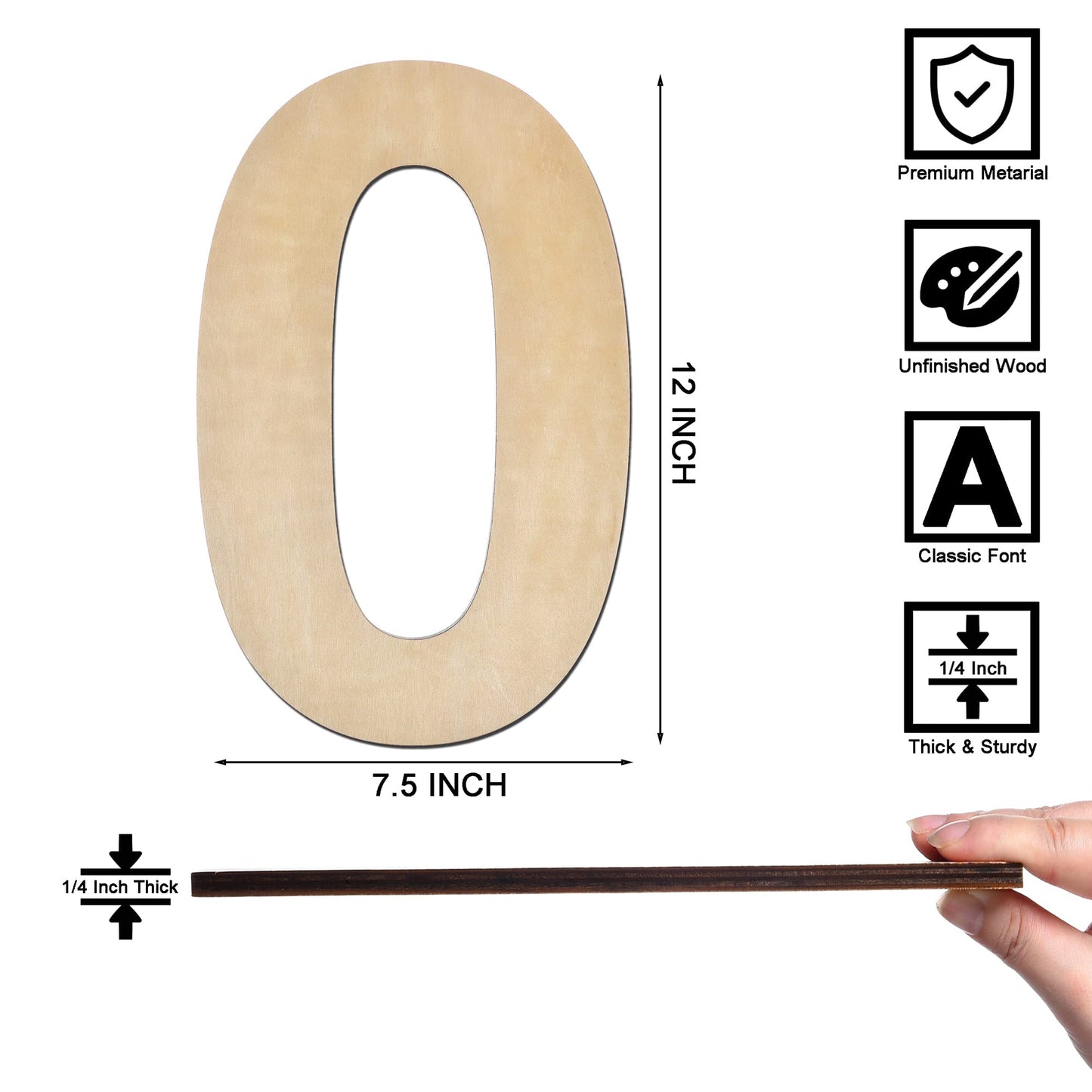 12 Inch Wooden Letter X, 1/4 Inch Thick Large Unfinished Wood Letter for Home Wall Decor, DIY Crafts BST220