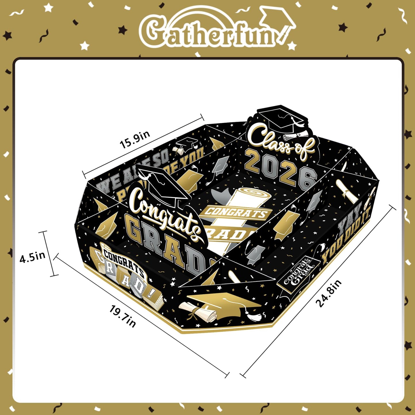 Gatherfun 2026 Graduation Party Supplies Kit - Class of 2026 Decor Set with Congrats Grad Food Trays, Graduation Decorations & Favors for a Memorable Grad Party（Red & Black） BST326H