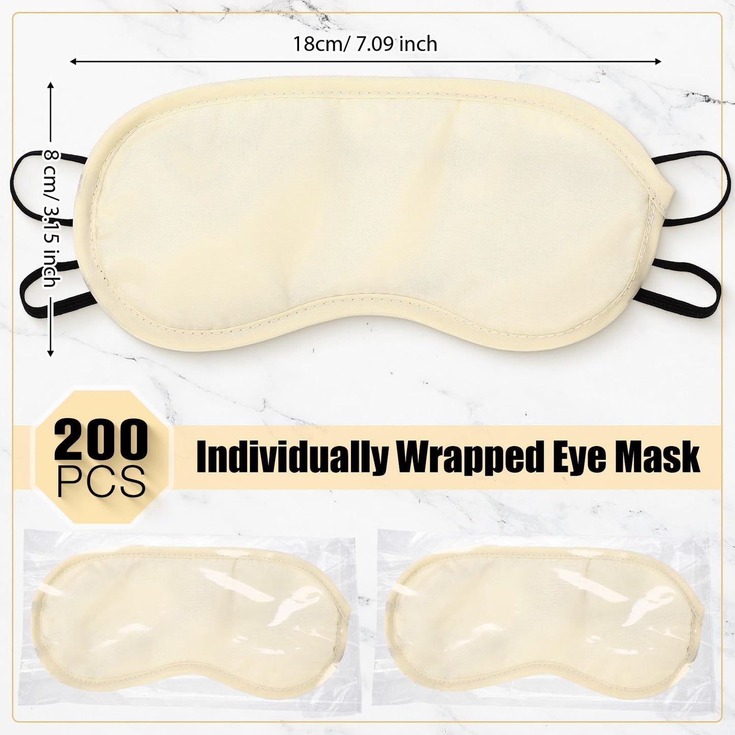 Tarpop 200 Pcs Eye Mask Sleeping Blindfold Eye Cover with Adjustable Strap for Games Party Team Building Travel Individually Wrapped Sleep Mask for Women Men (Blue)