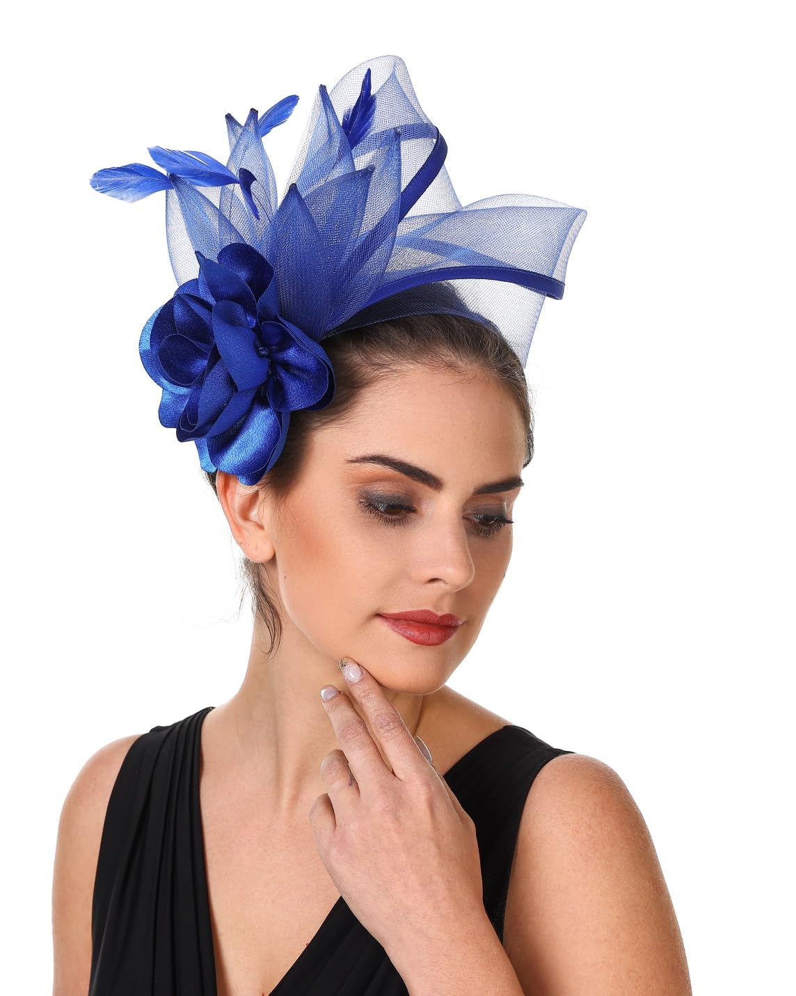SAFERIN Fascinators Hat Flower Mesh Ribbons Feathers on a Headband and a Clip Tea Party Headwear for Girls and Women WN420