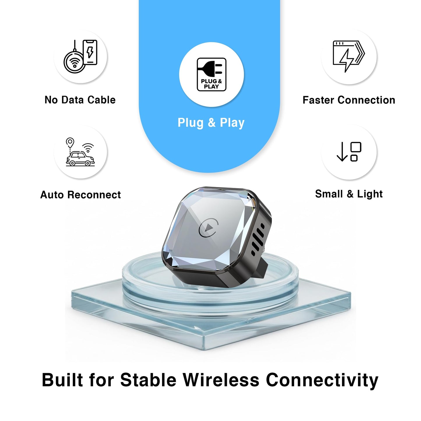 Wireless CarPlay Adapter 2026 Upgraded – 2-in-1 Suitable for Apple iPhone & Android, with Compact Size Plug-and-Play Convenience, and Fast Stable Connection for CarPlay & Android Applications (Sliver)