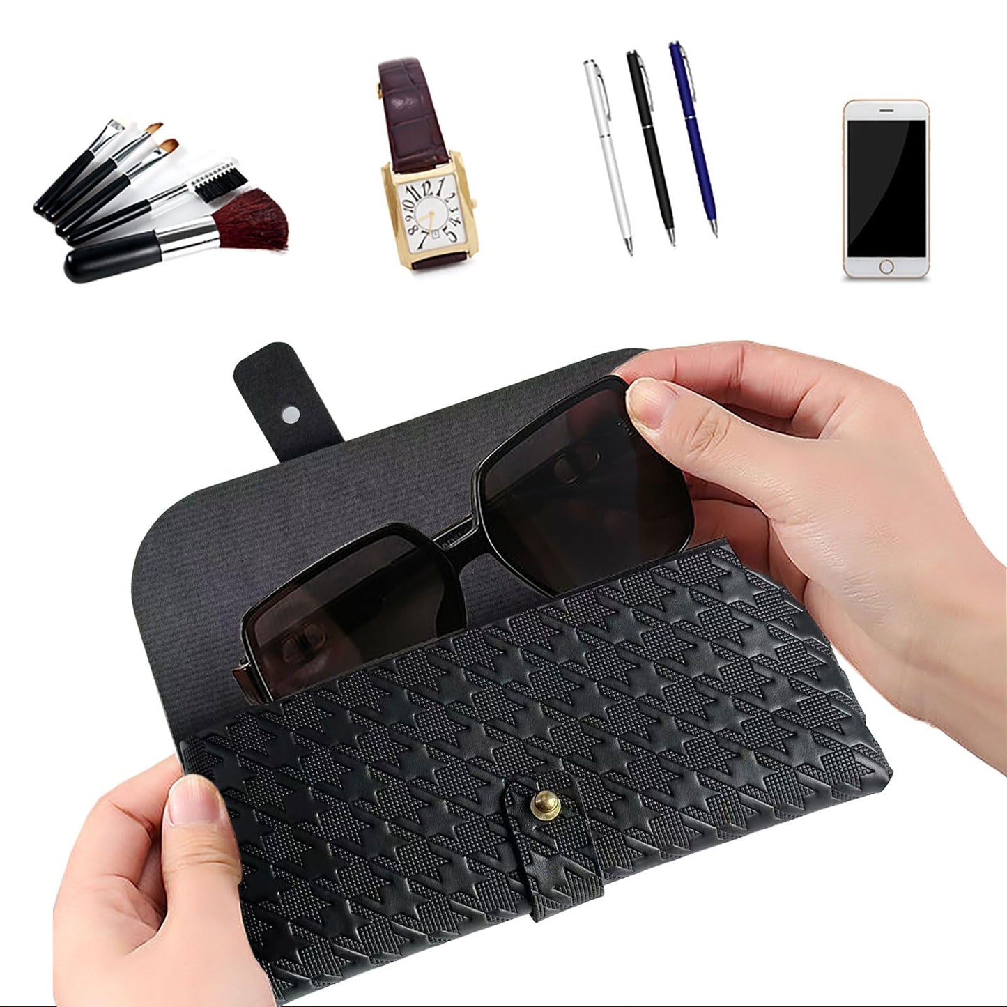 Glasses storage bag Travel sunglasses myopia glasses storage bag Fashion leather storage bag WN420