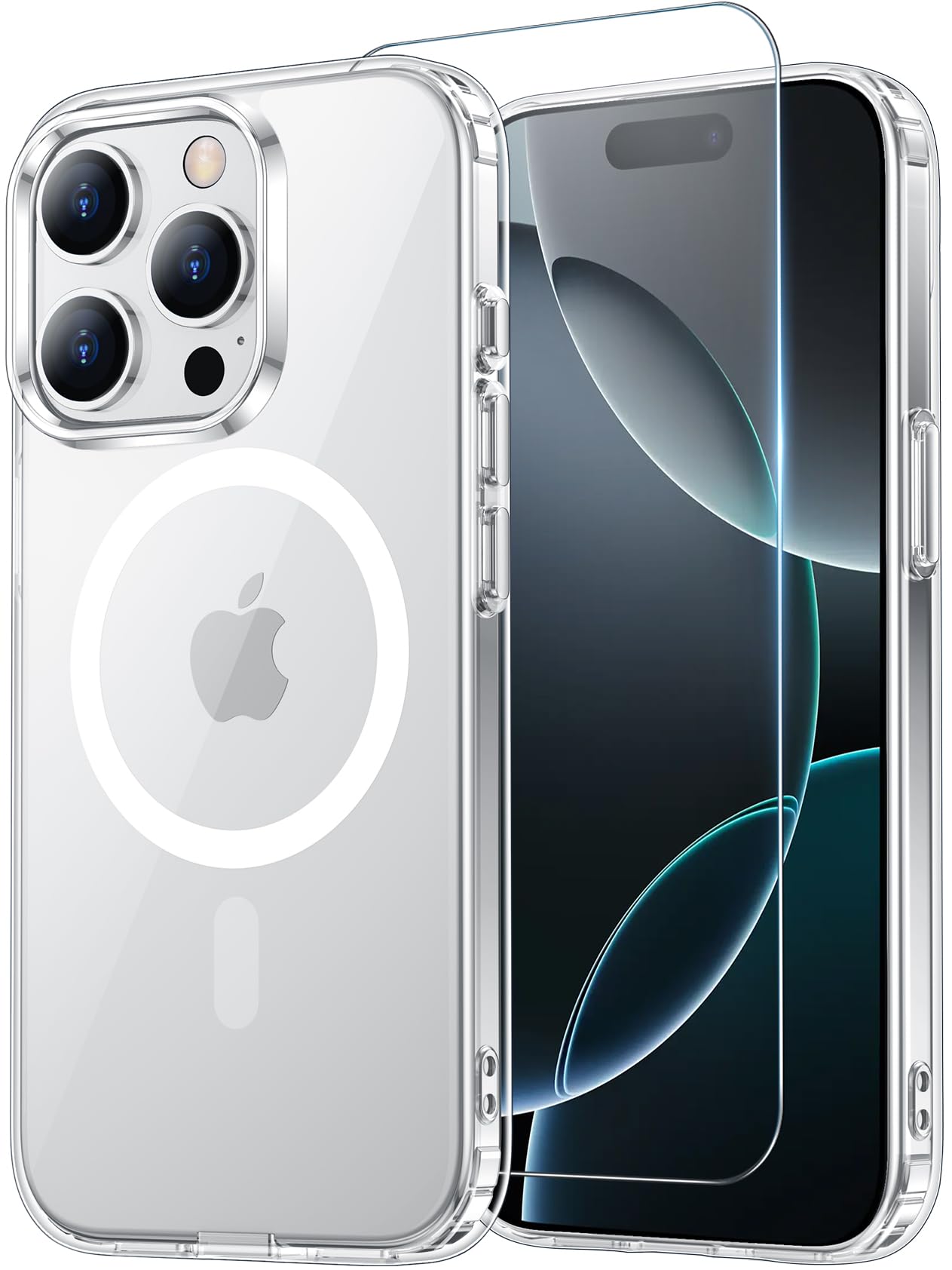 for iPhone 17 Pro Max Case Clear with Screen Protector, Compatible with Magsafe, Anti-Yellowing, Military-Grade Protection, Shockproof Slim Magnetic Phone Case Cover, Black WN420