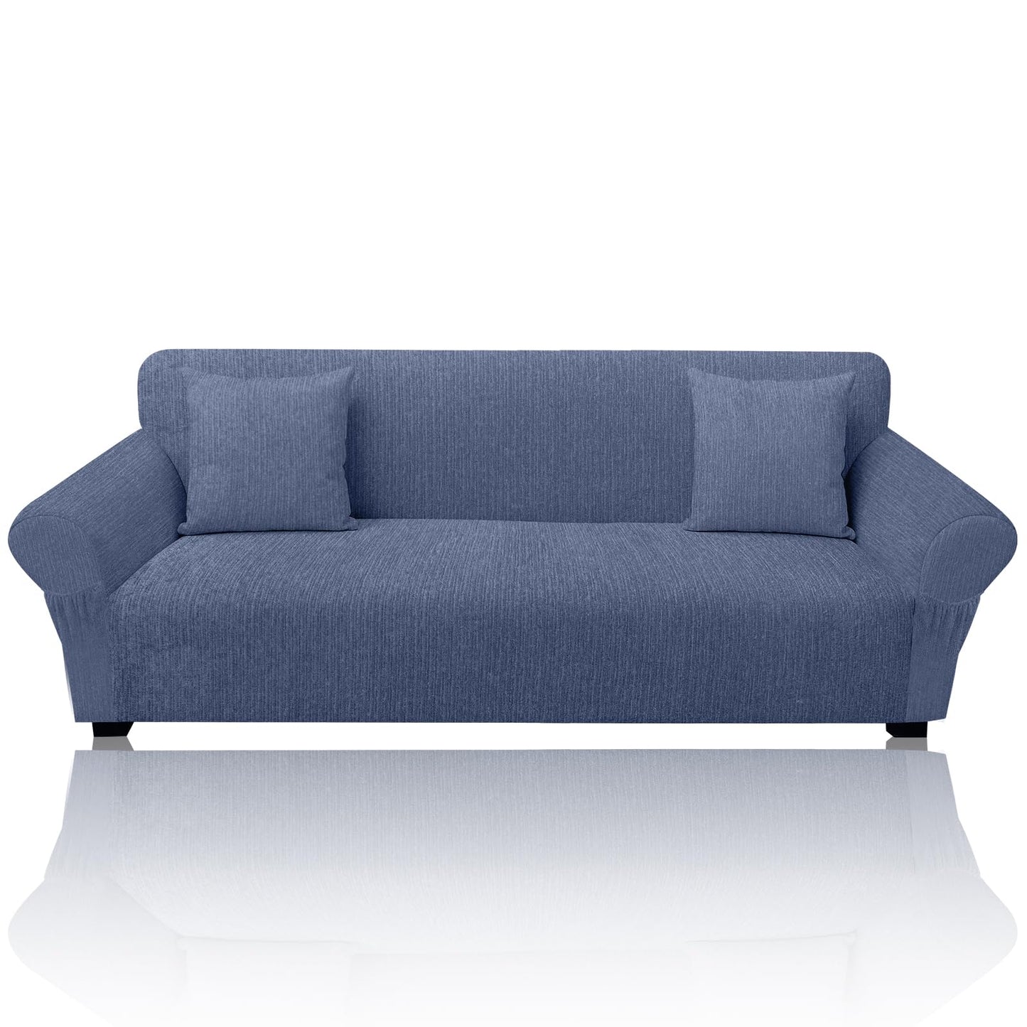 Sofa Slipcover with 2 Pillow Cover for 3 Cushion Couch, Non Slip Furniture Protector with Elastic Bottom, Washable Sofa Cover for Kids, Pets (Sofa, Navy) BST326H