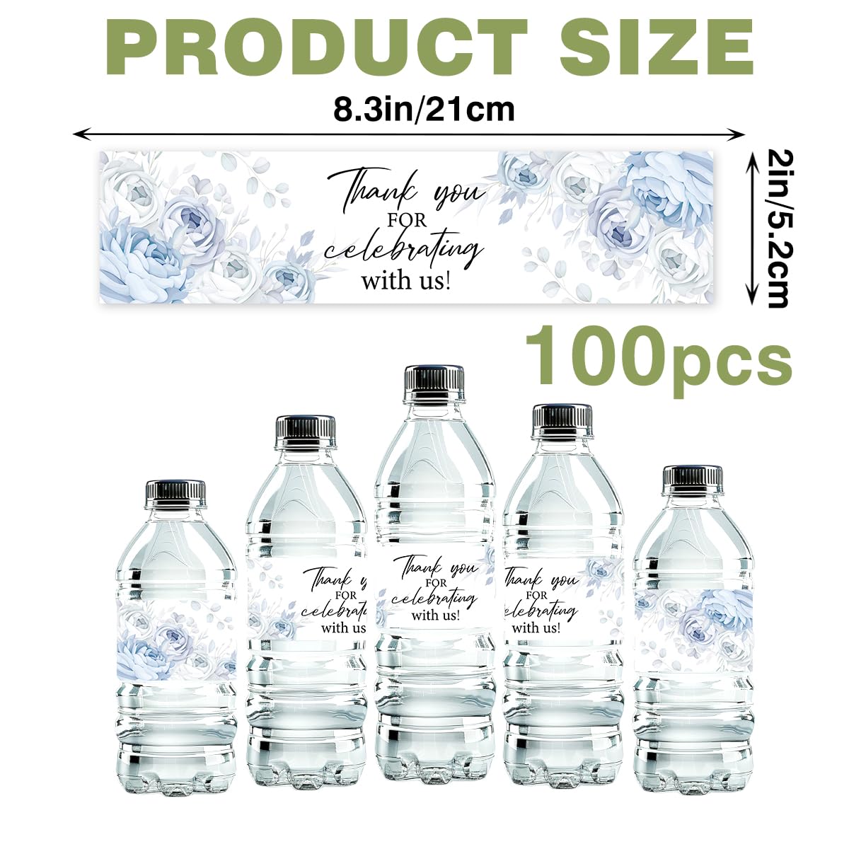 100 Pcs Wedding Water Bottle Labels Floral Wedding Bottle Stickers | Water Bottle Labels Sticker for Wedding Bridal Shower Prom Graduation Party Table Decoration Supplie BST326H