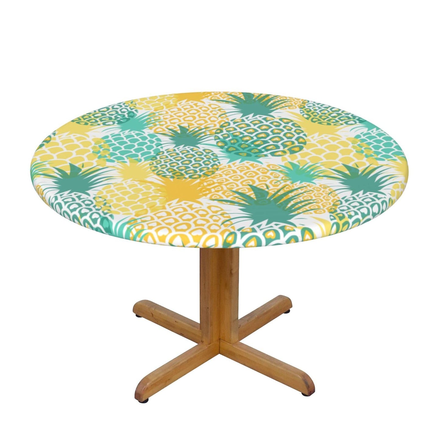 Blue Petal Mandala Pattern Tablecloth with Elastic Edge, Round Table Cover Washable Reusable Bohemian Table Cloths for Kitchen Dining Party, Medium (Fits 45-50 in) BST202