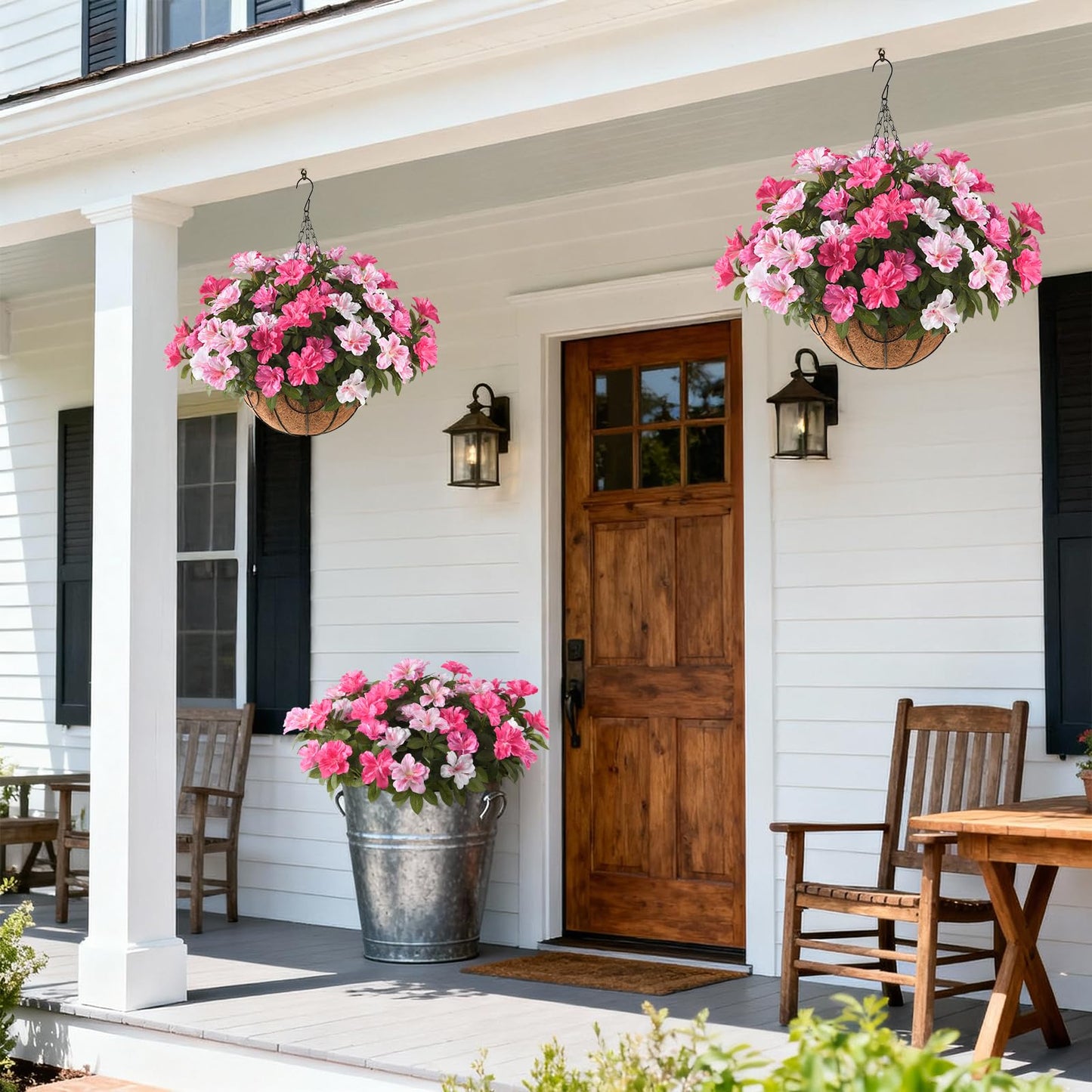 Hommyea Artificial Fake Flowers for Outdoor, 8 Bundles Faux Plants Silk Flowers Spring Decoration UV Resistant No Fade Plastic Flowers for Outside Planters Home Porch Patio Yard Garden Decor WN420