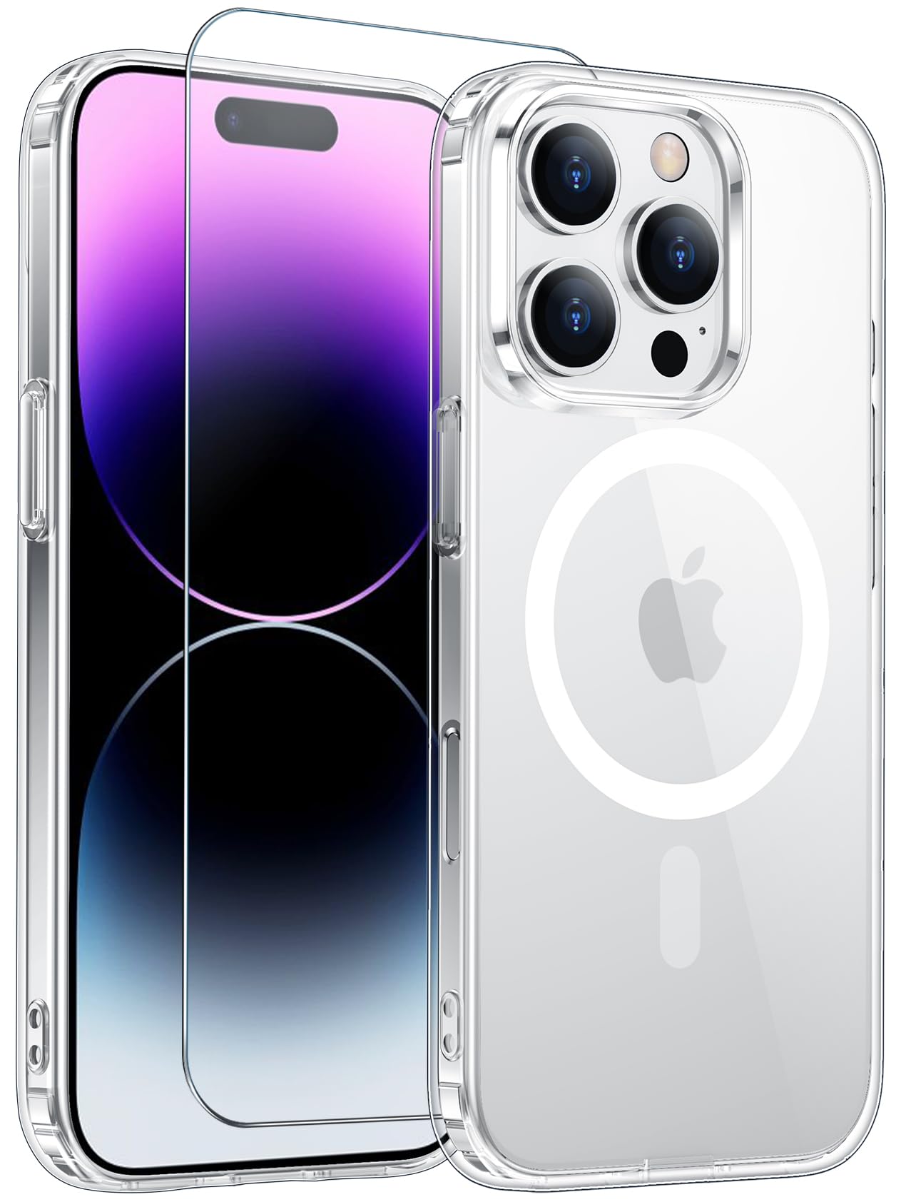 for iPhone 17 Pro Max Case Clear with Screen Protector, Compatible with Magsafe, Anti-Yellowing, Military-Grade Protection, Shockproof Slim Magnetic Phone Case Cover, Black WN420