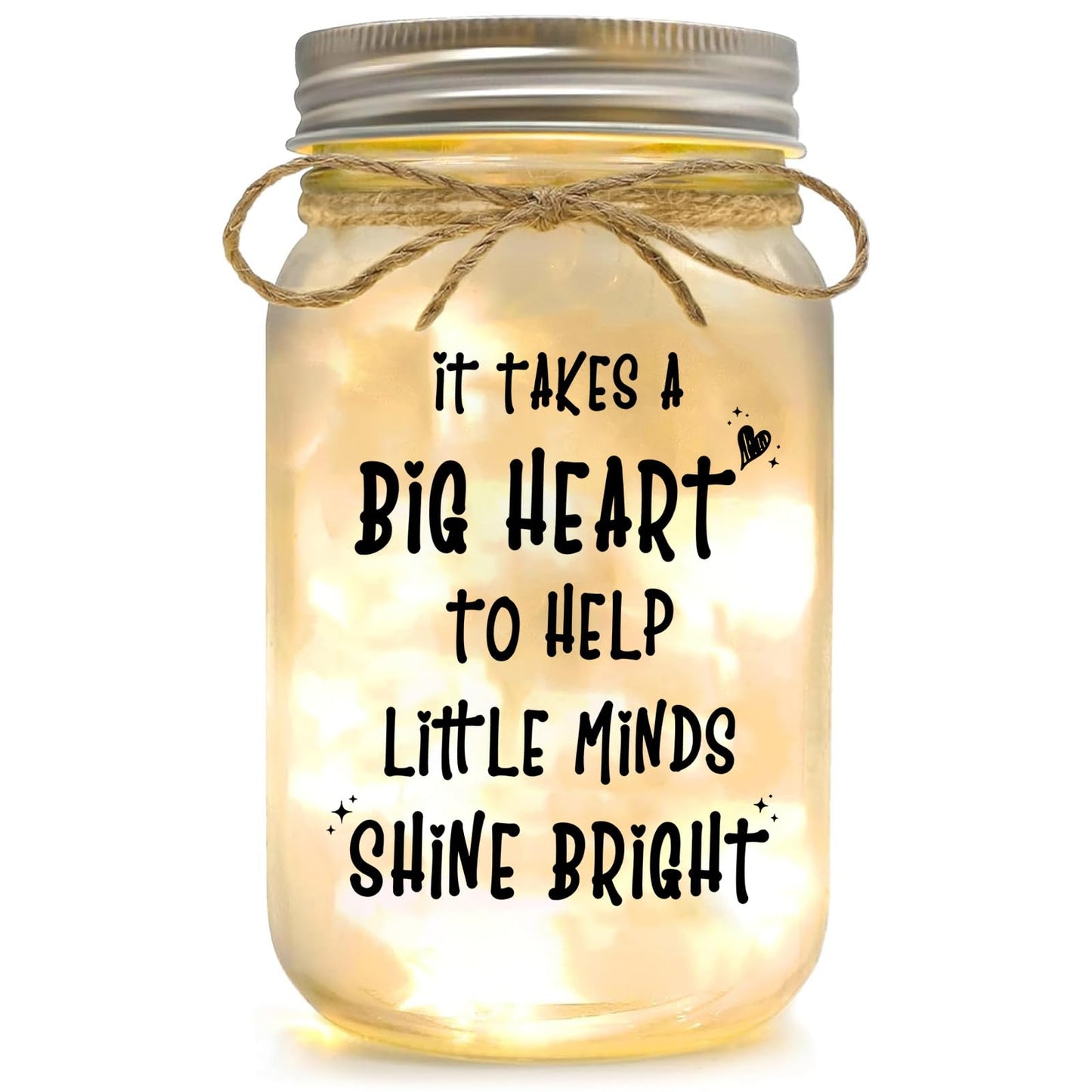 Kimoli Teacher Appreciation Gifts for Women Teacher Christmas Gift Mason Jar Night Lights with Warm Lights Home Decor BST326H