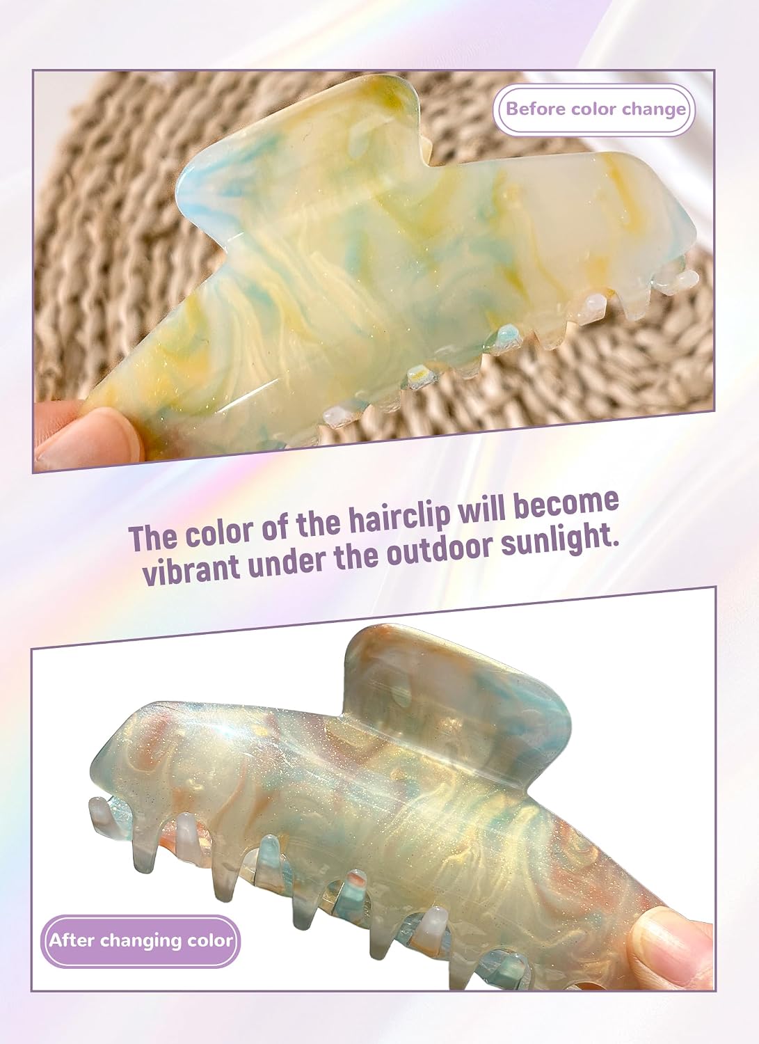 2 Pack Large Acrylic Hair Claw Clips for Women - 4.3 Inch Strong Hold Nonslip Hair Clips Big Claw Barrettes for Thick Thin Hair, Cute Durable Jaw Clips for Women Girls WN420