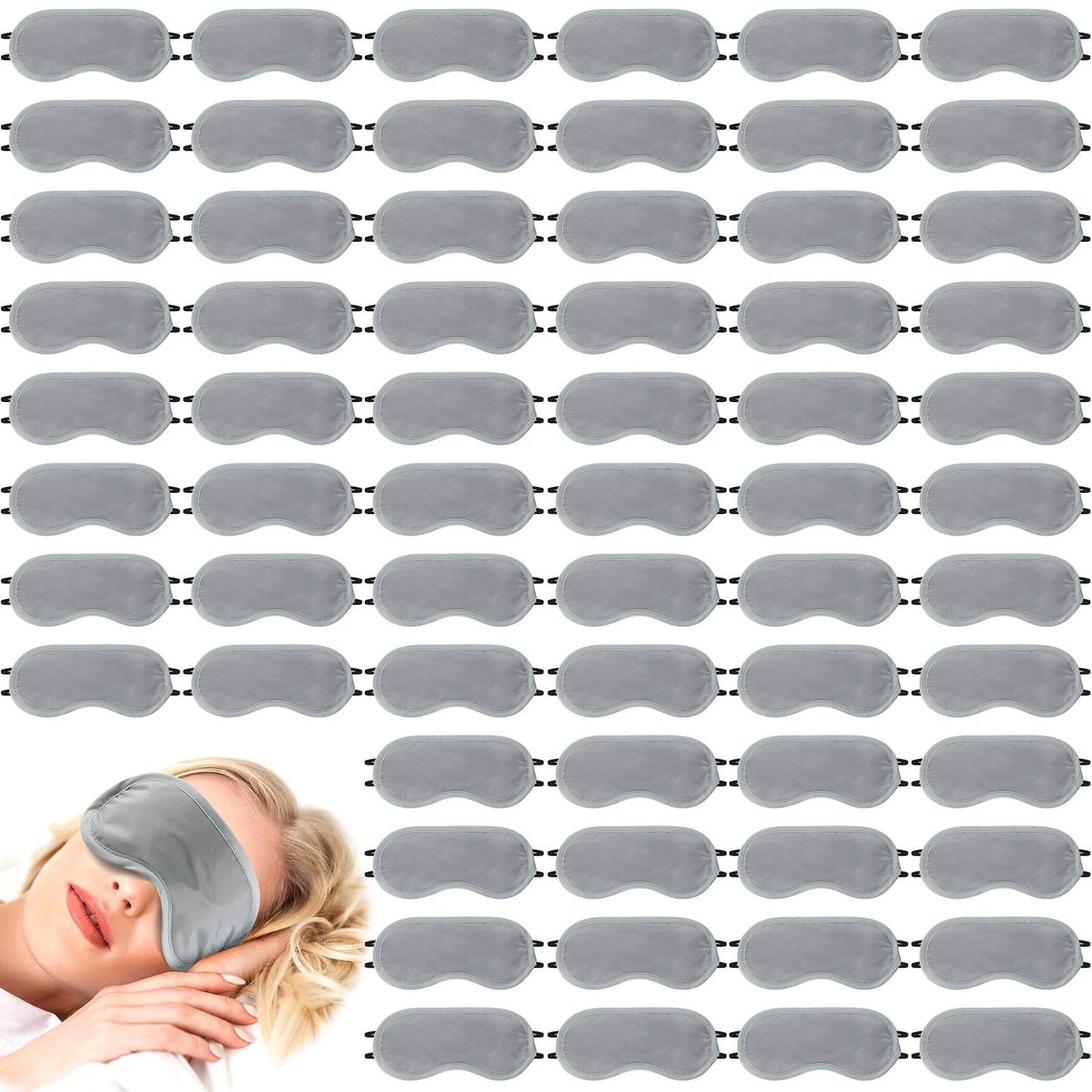 Tarpop 200 Pcs Eye Mask Sleeping Blindfold Eye Cover with Adjustable Strap for Games Party Team Building Travel Individually Wrapped Sleep Mask for Women Men (Blue)