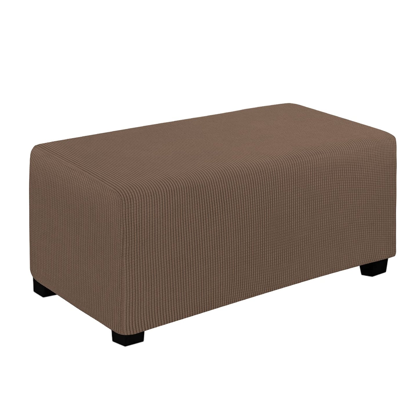Easy-Going Stretch Square Ottoman Cover 15x15x15inch Dark Blue | Folding Storage Footstool cover Furniture Protector Soft Rectangle slipcover with Elastic Bottom BST202