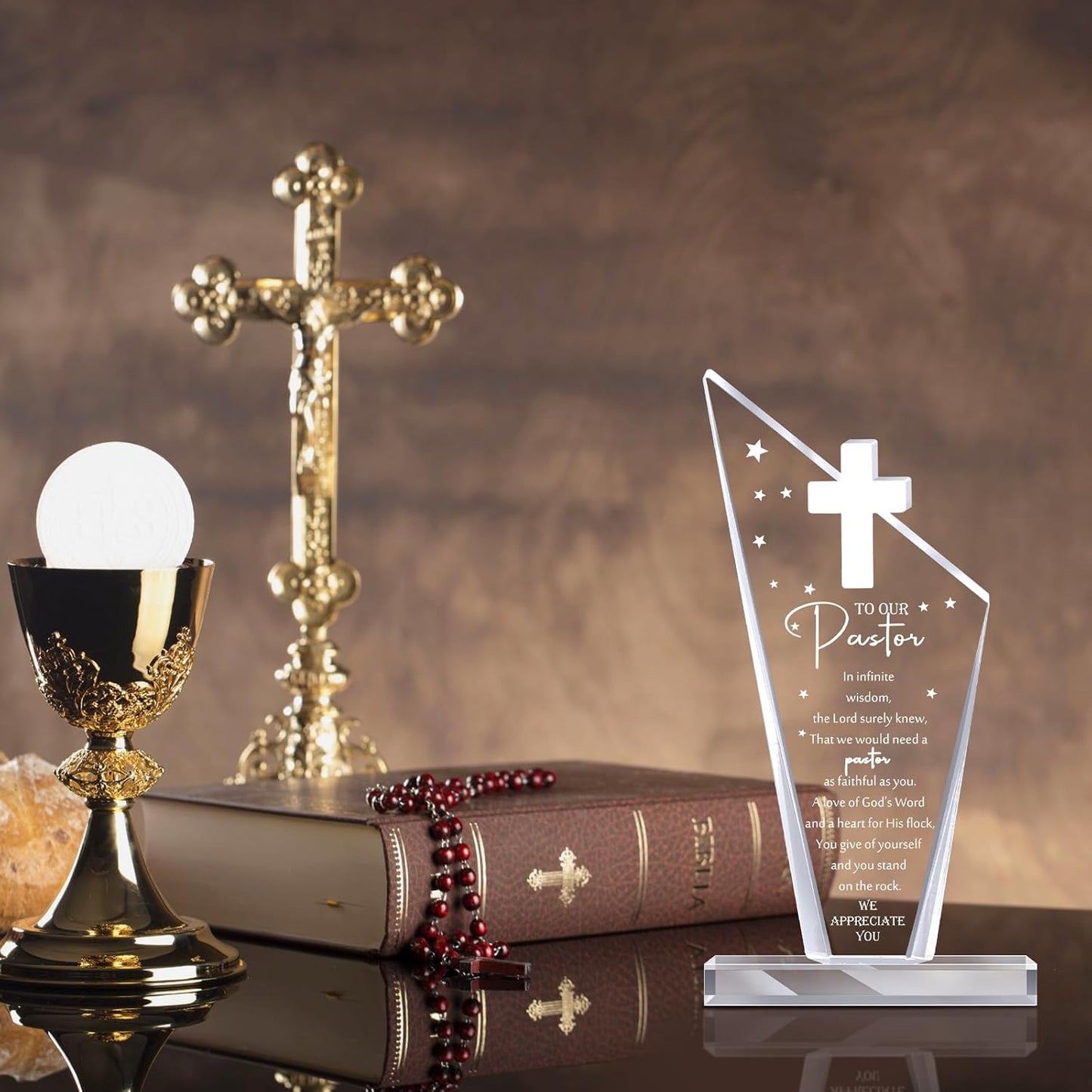 Kosiz 1 Pcs 1 Pcs Pastor Appreciation Gifts Religious Acrylic Cross Plaques for Men Christian Church Gifts for Retirement Keepsake Religious Thank You Decor Gratitude Saying Sign (Classic Pastor) BST326L
