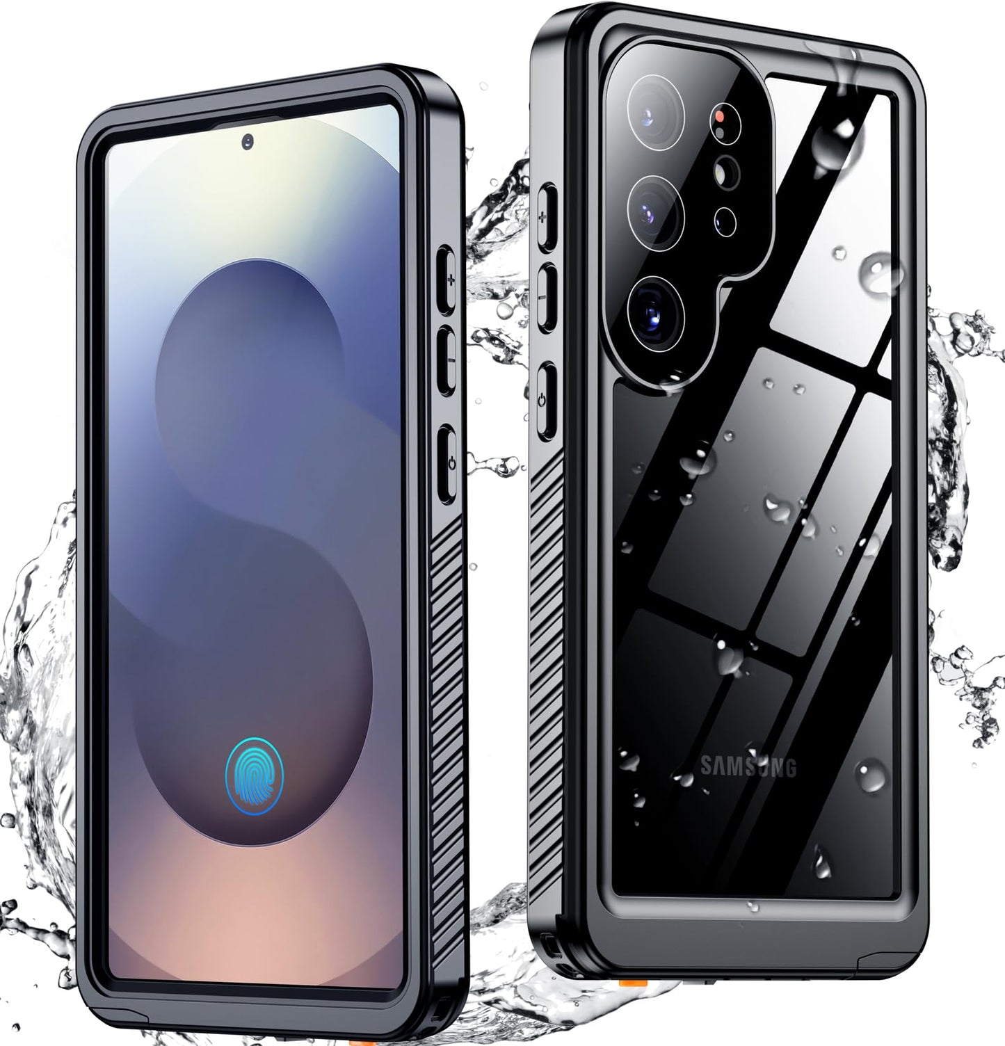 SPIDERCASE Designed for Samsung Galaxy S23 Case Waterproof,Built-in Screen & Camera Lens Protector[IP68 Underwater][Military Grade Shockproof] Full Body Protection Phone Case, Black/Clear WN420