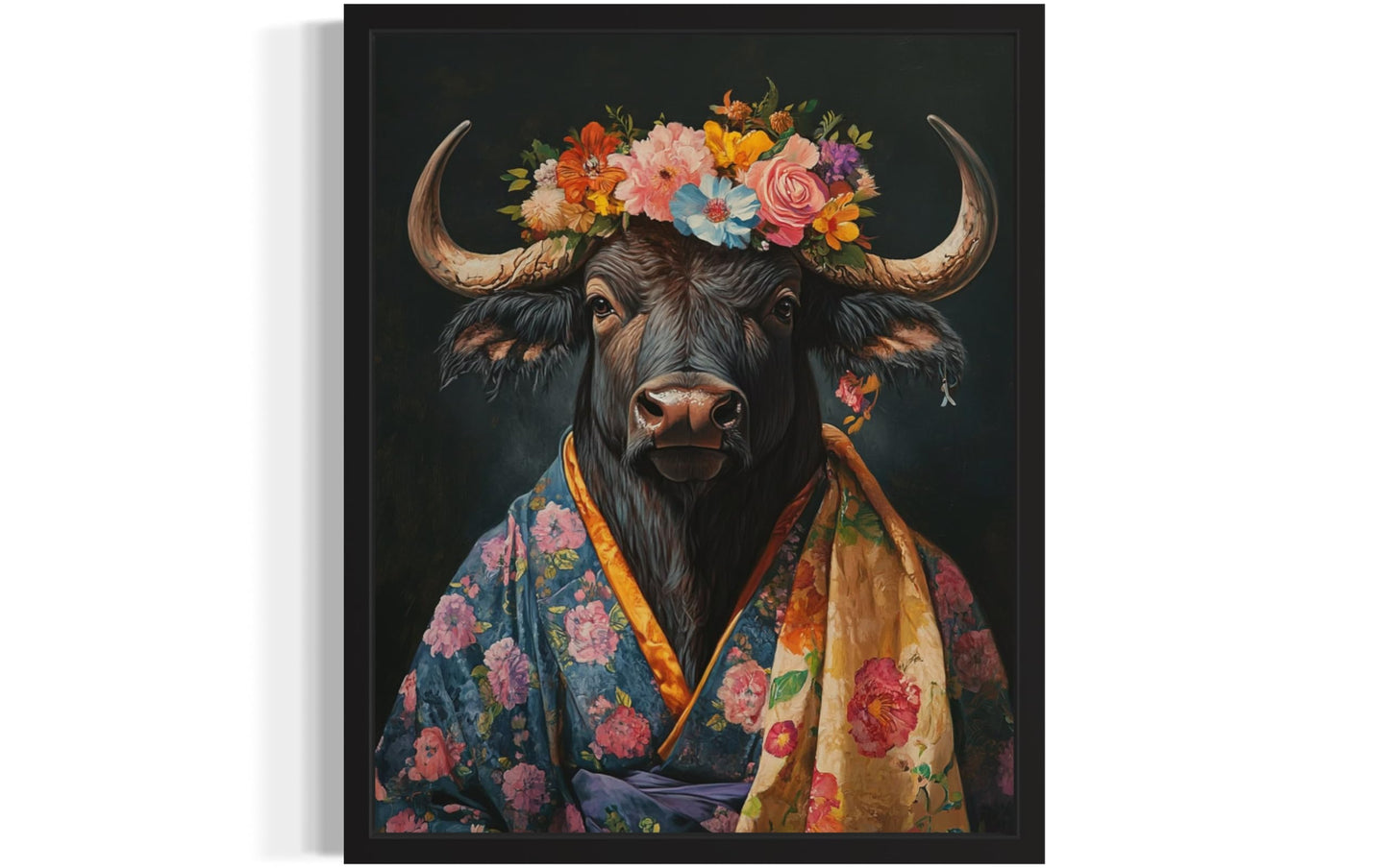 Moose Flower Head Unframed Wall Art Print Poster, Kimono Bathroom Dressing Room Decor Posters Prints for Restroom Home Picture Painting Artwork Gallery 7 (Moose, 16 x 20 inches, Unframed) BST220
