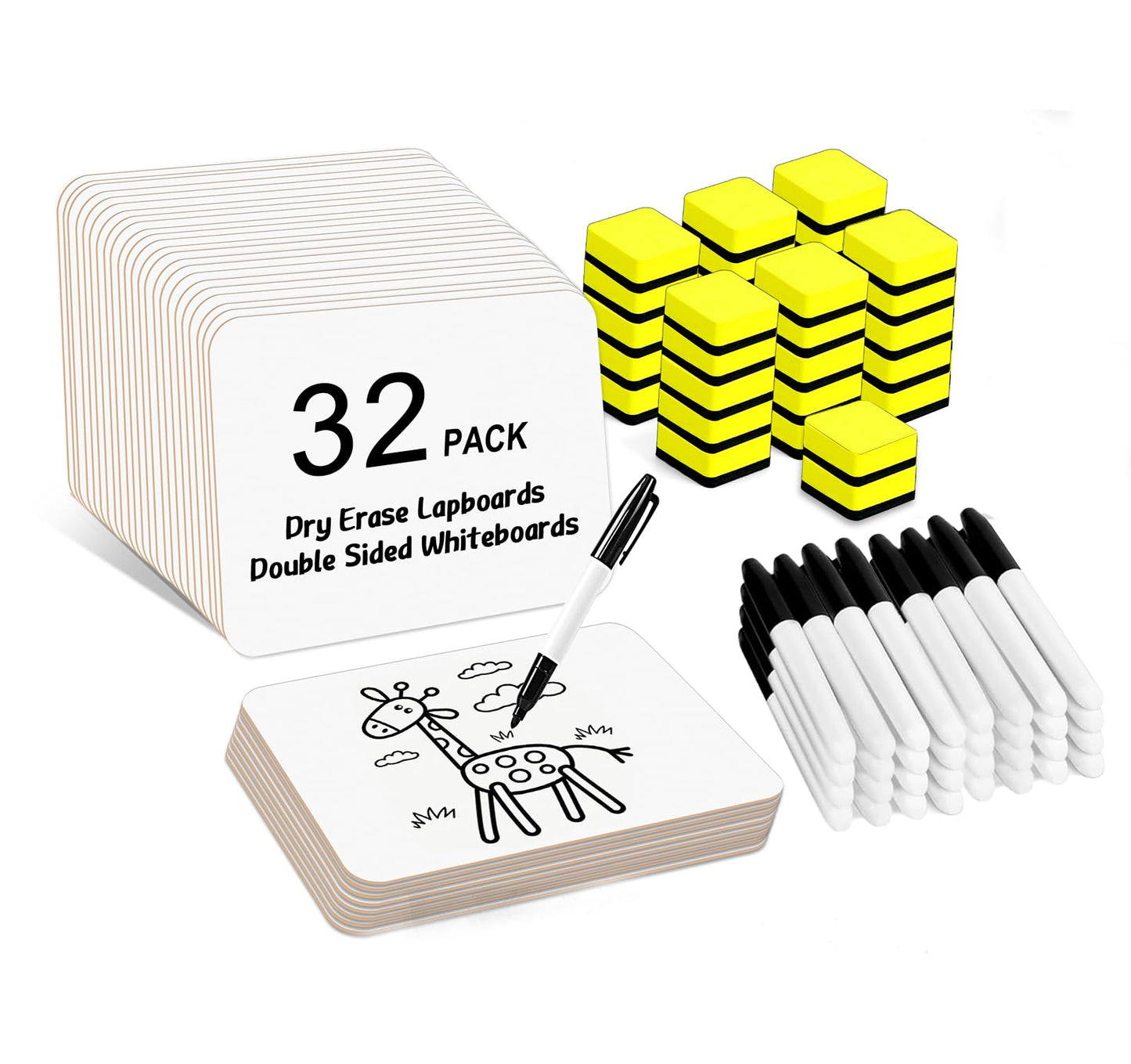 Dry Erase Lapboards, HERKKA 32 Pack Double Sided Dry Erase Lap Boards 9 x 12.5 Inch Small Dry Erase Boards for Students Classroom Teacher Supplies DD1210