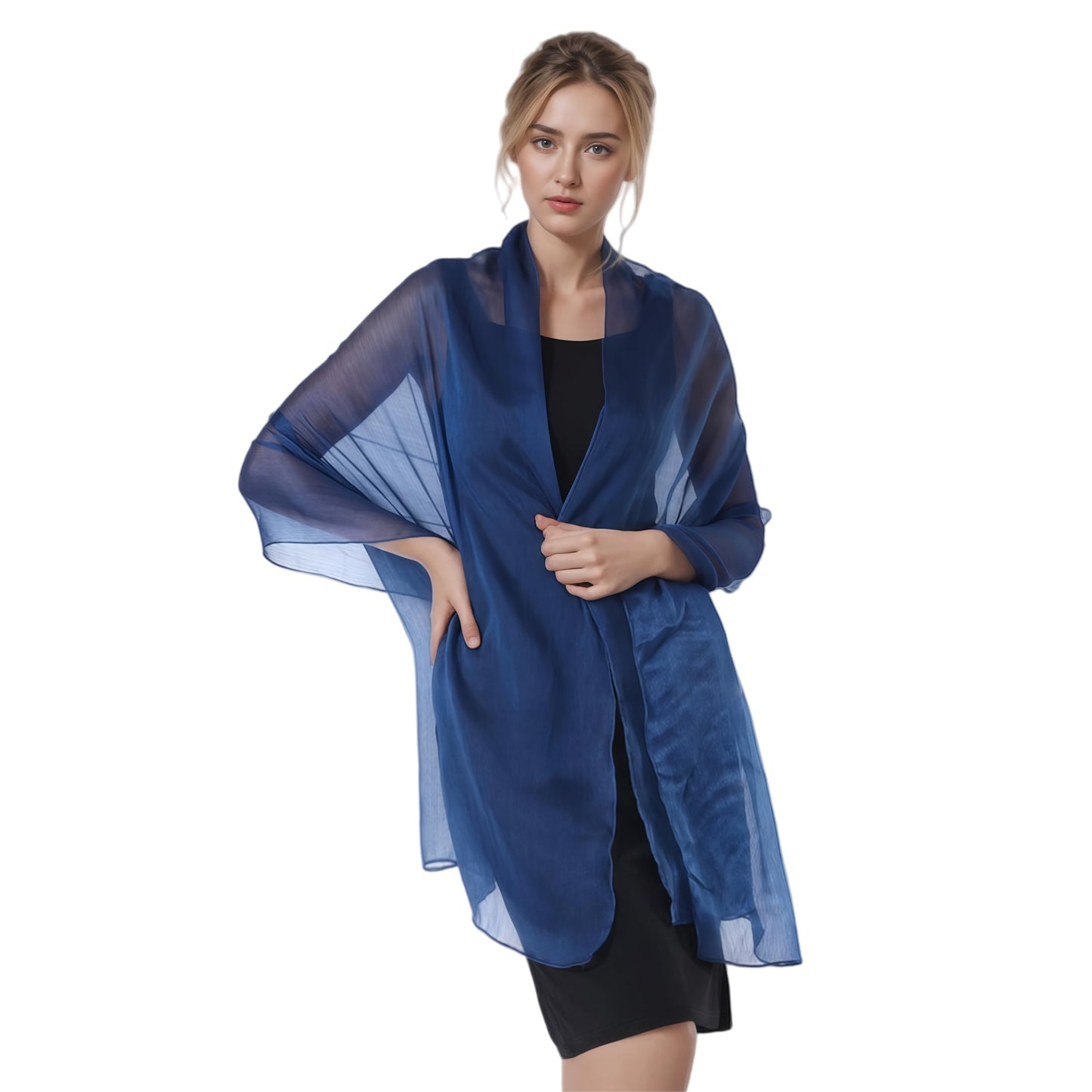 Women Sheer Crepe Shawl - Lightweight Soft Shimmer Wrap for Evening Party, Travel & Festival - Versatile Elegant WN420
