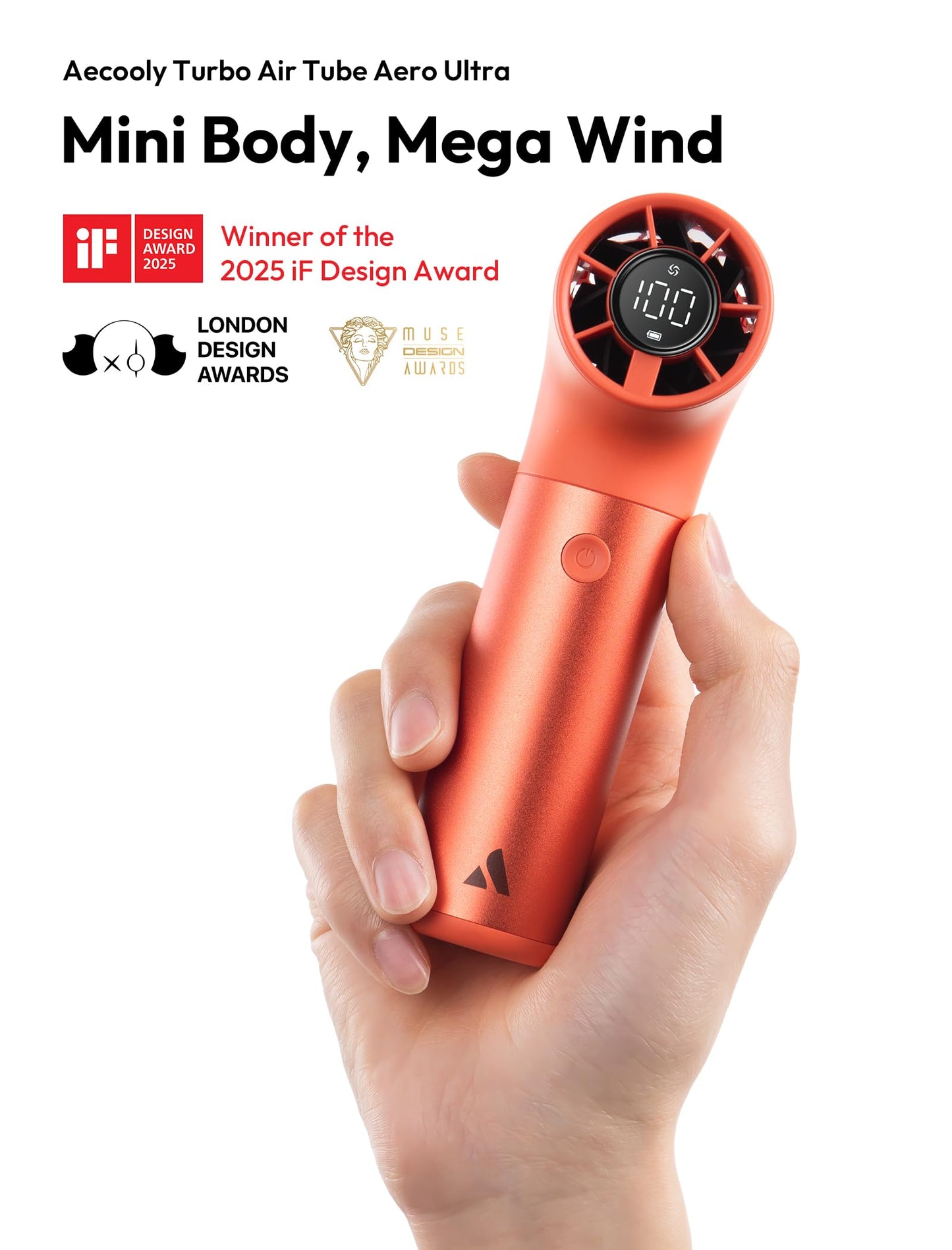 Aecooly Portable Handheld Fan, Powerful Turbo Air Tube Fan, 19000 RPM High Speed Aero Pro, 15H Max Cooling Time, 6 Speeds Aluminum Case, Mini Pocket Design, for Travel Beach Outdoor Activities -Blue WN420