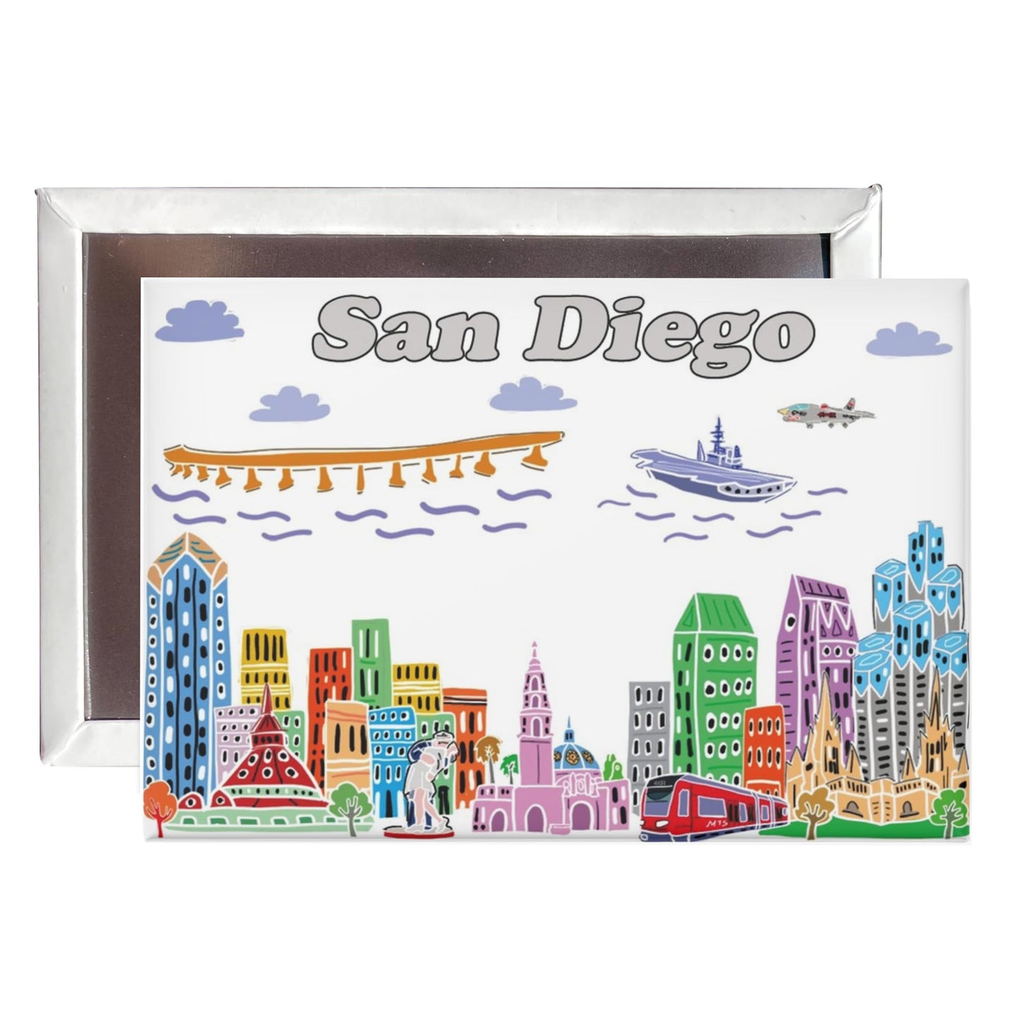 City Themed Artwork Magnet Collection by Beary Blu - Designed in The USA, Collectible Souvenirs Gifts 2.5" x 3.5" (Dallas) BST220