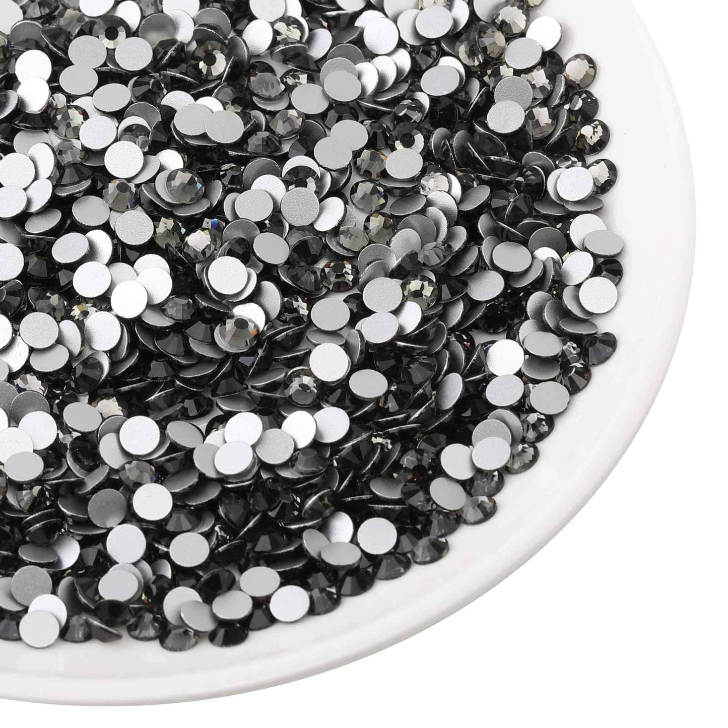 Black Shine Glass Rhinestones Crystal Flatback Gemstones for Crafts Nails Makeup Bags and Shoes Decoration.(SS20/1440pcs) BST202