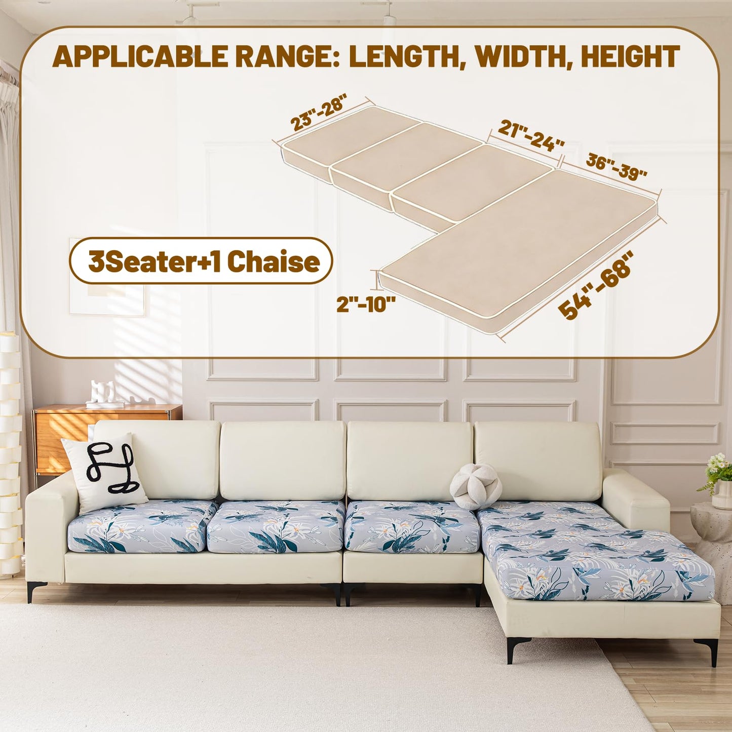 Stretch Couch Cushion Covers for Individual Sofa Seat Cushion,Washable Slipcover for Chair Loveseat Sofa,Furniture Protector Cushion Sofa Cover(Backrest or Seat) BST326H