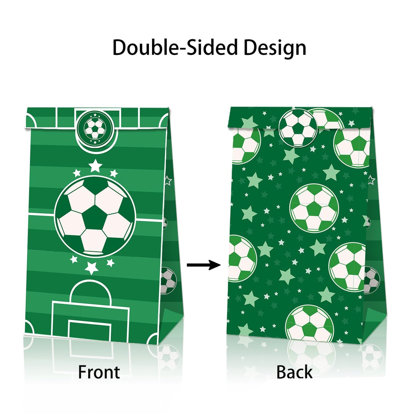 Qpout Soccer Goodie Bags Party Pack - 12 Snack Bags With Sealing Stickers for Kids Teams & Birthdays - Black & White BST326L